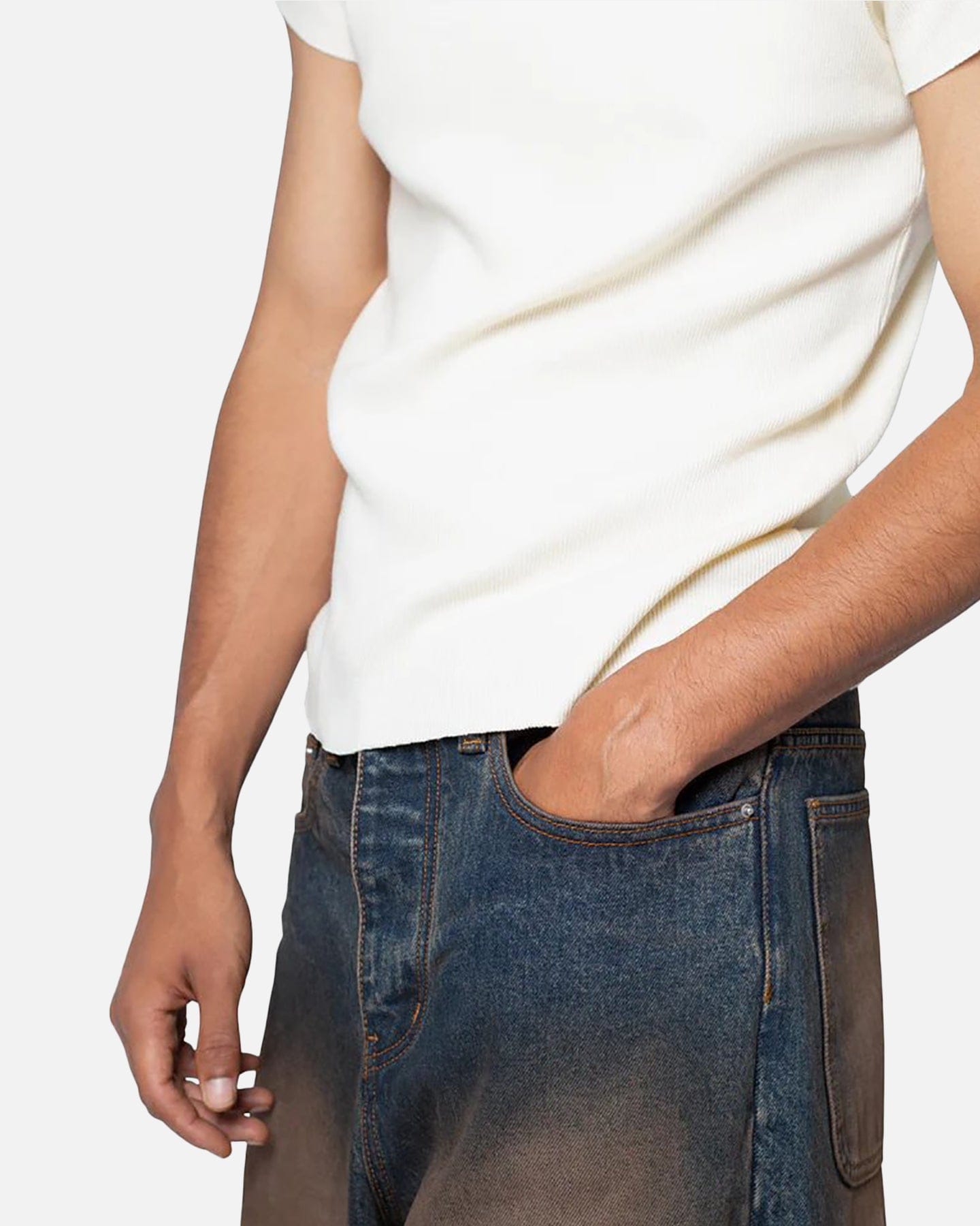 MNML Fitted Ribbed T - Shirt Off White