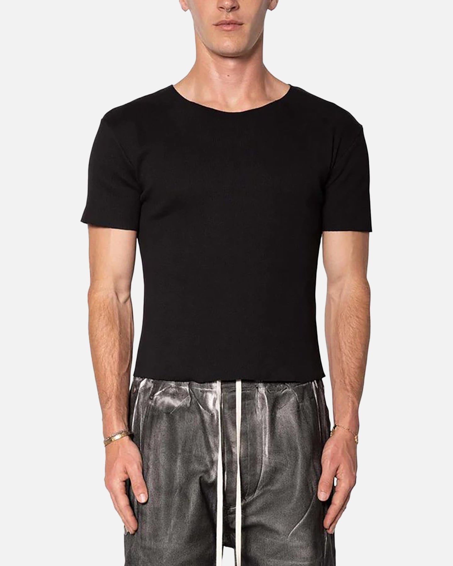 MNML Fitted Ribbed T - Shirt Black