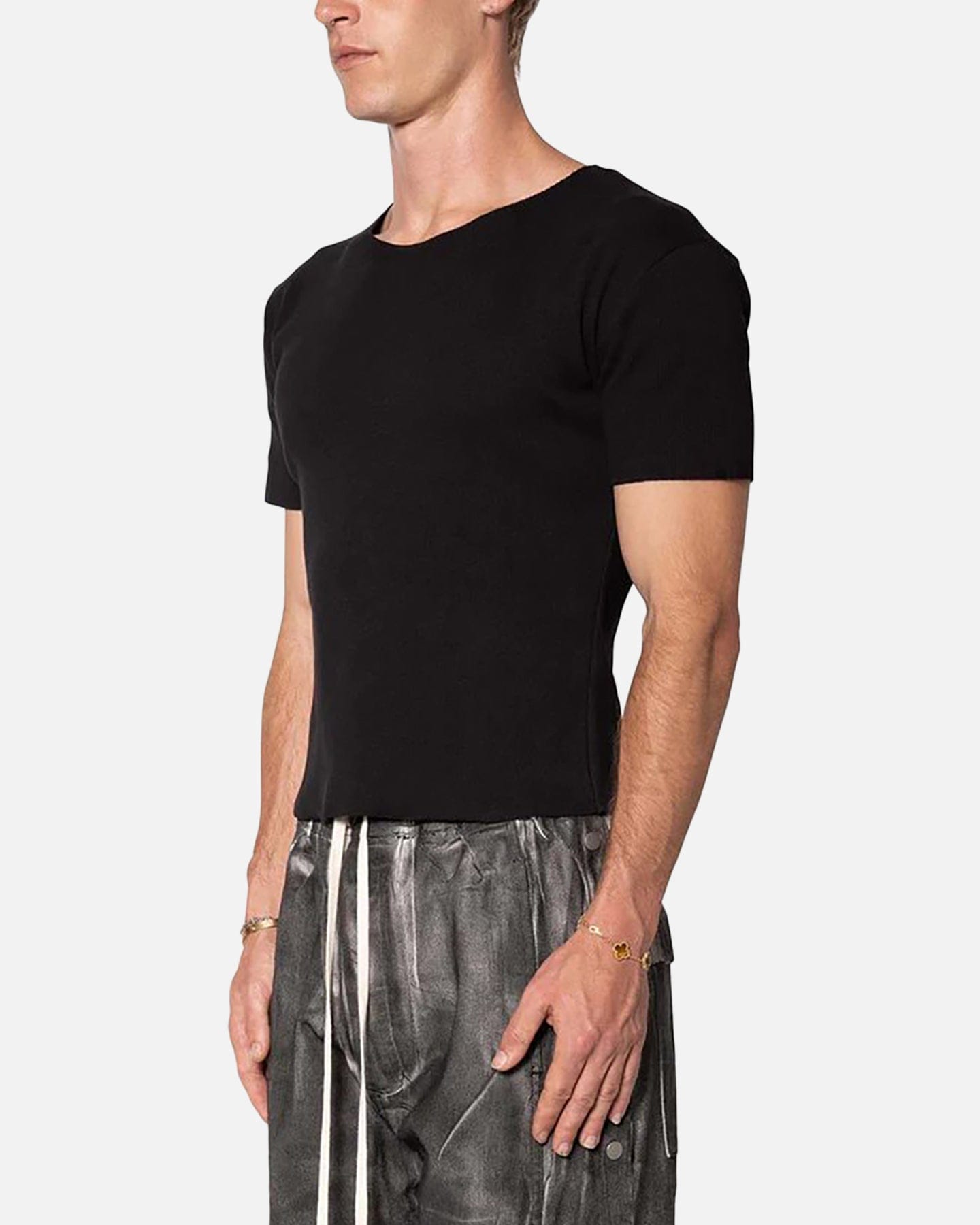MNML Fitted Ribbed T - Shirt Black
