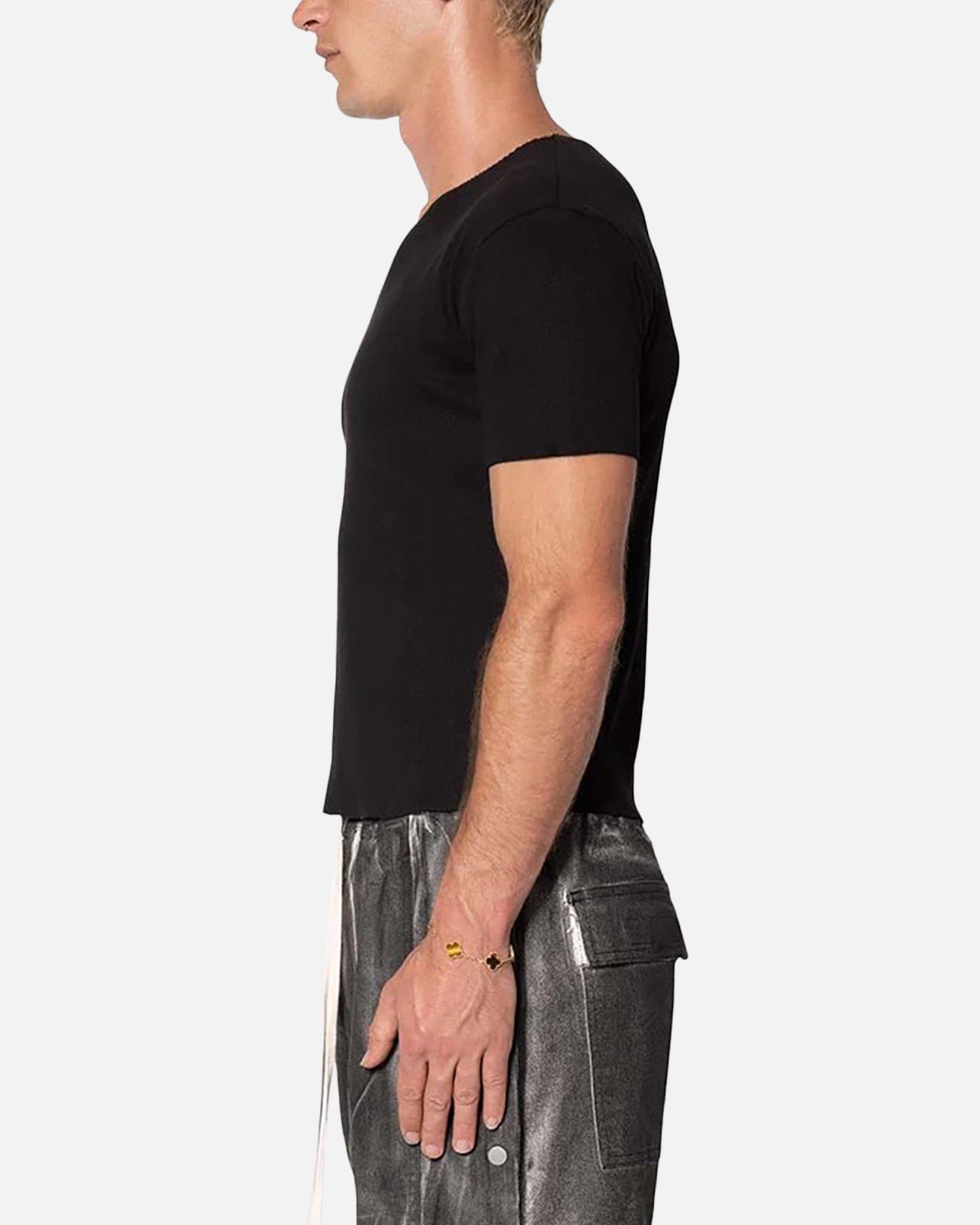 MNML Fitted Ribbed T - Shirt Black