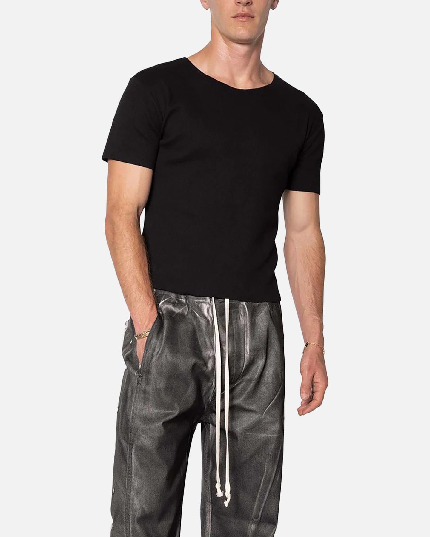 MNML Fitted Ribbed T - Shirt Black