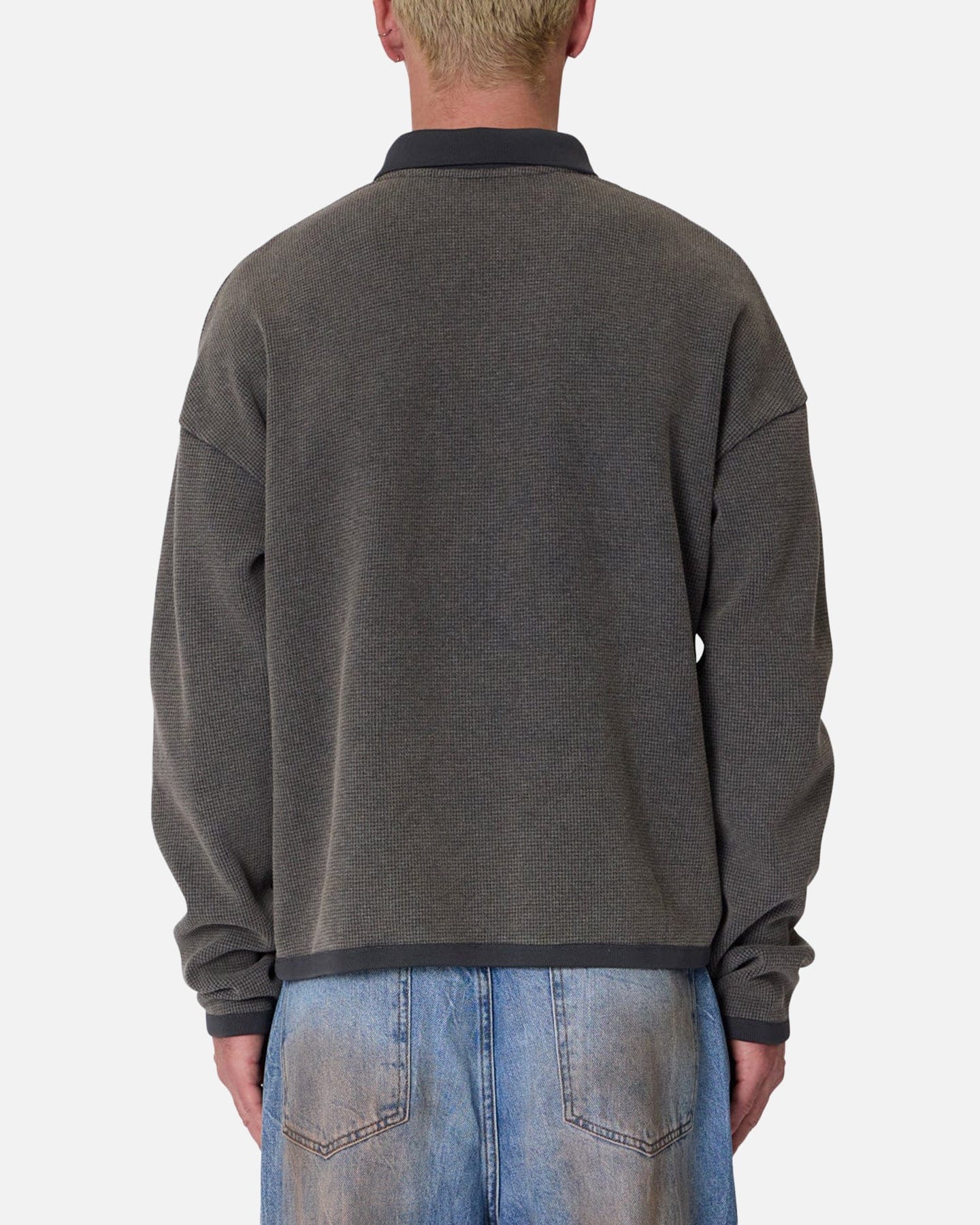 MNML Polo Thermal Long Sleeve T - Shirt Charcoal Grey