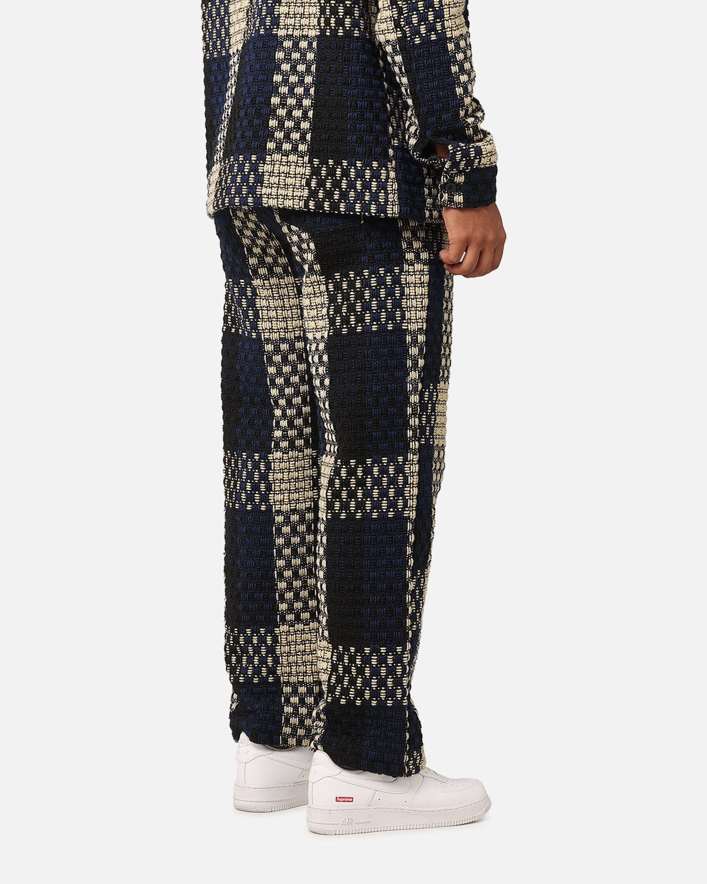 XXIII Textured Weave Pants Blue/Black/Yellow