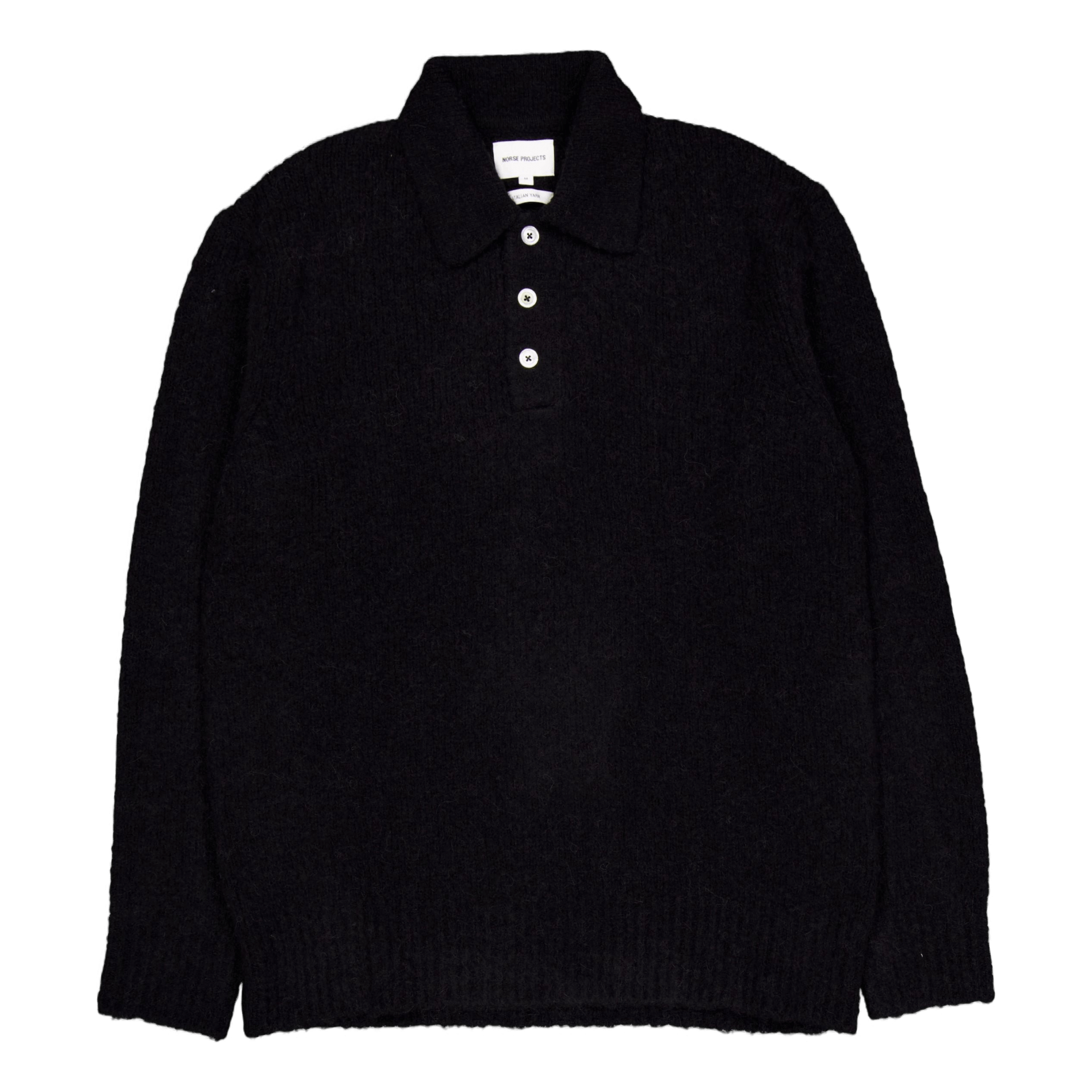 Norse Projects Rasmus Relaxed Brushed Polo 9999 Black