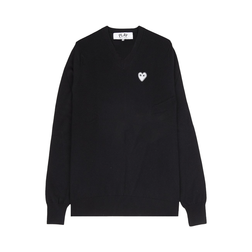 Comme des Garçons PLAY Heart V-Neck Sweater Black