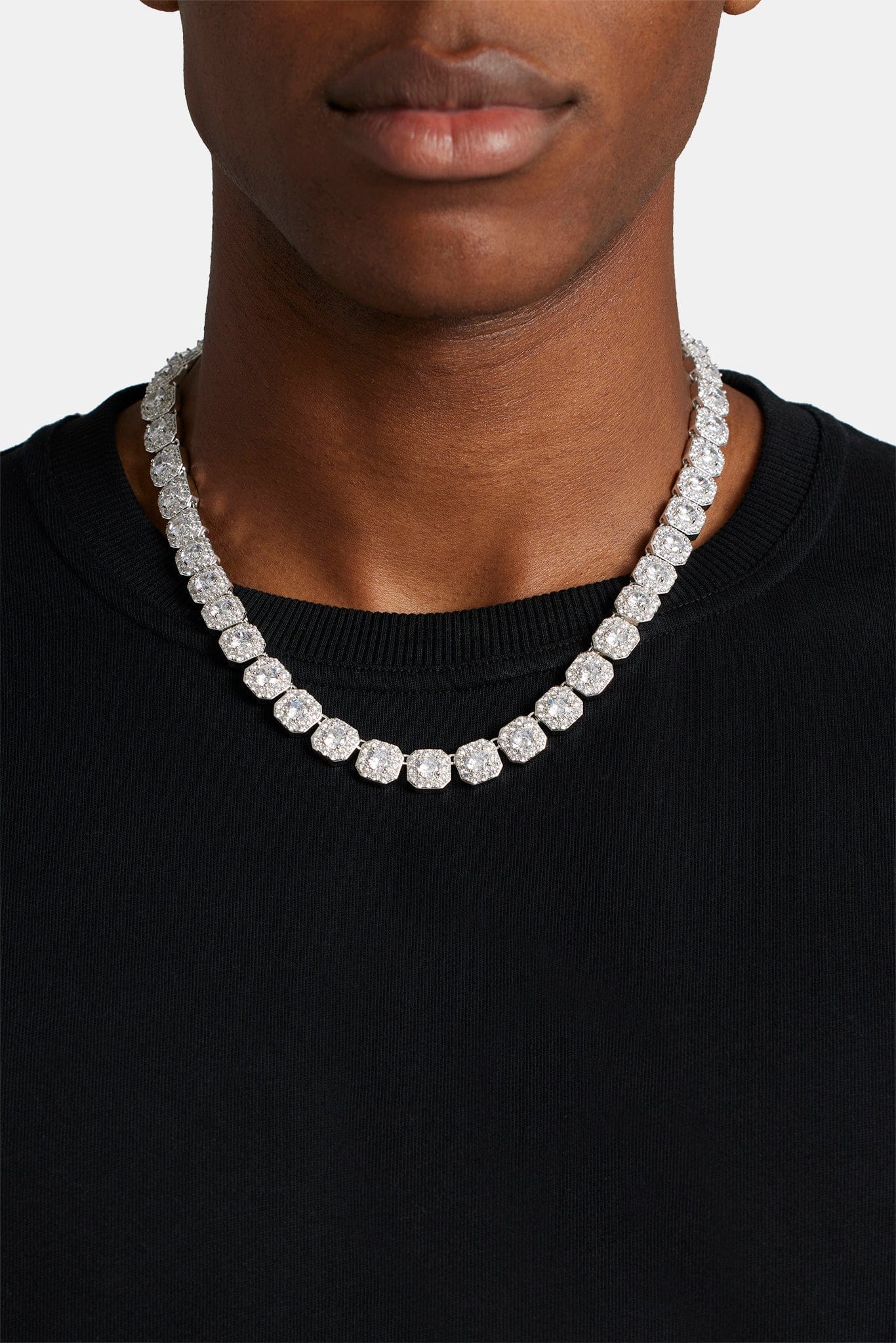 Cernucci Clustered Tennis Chain - 10 mm - White