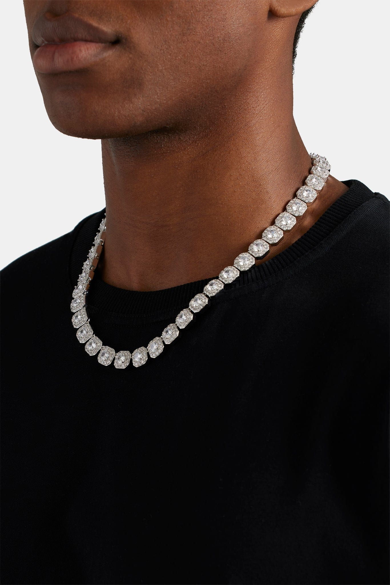 Cernucci Clustered Tennis Chain - 10 mm - White