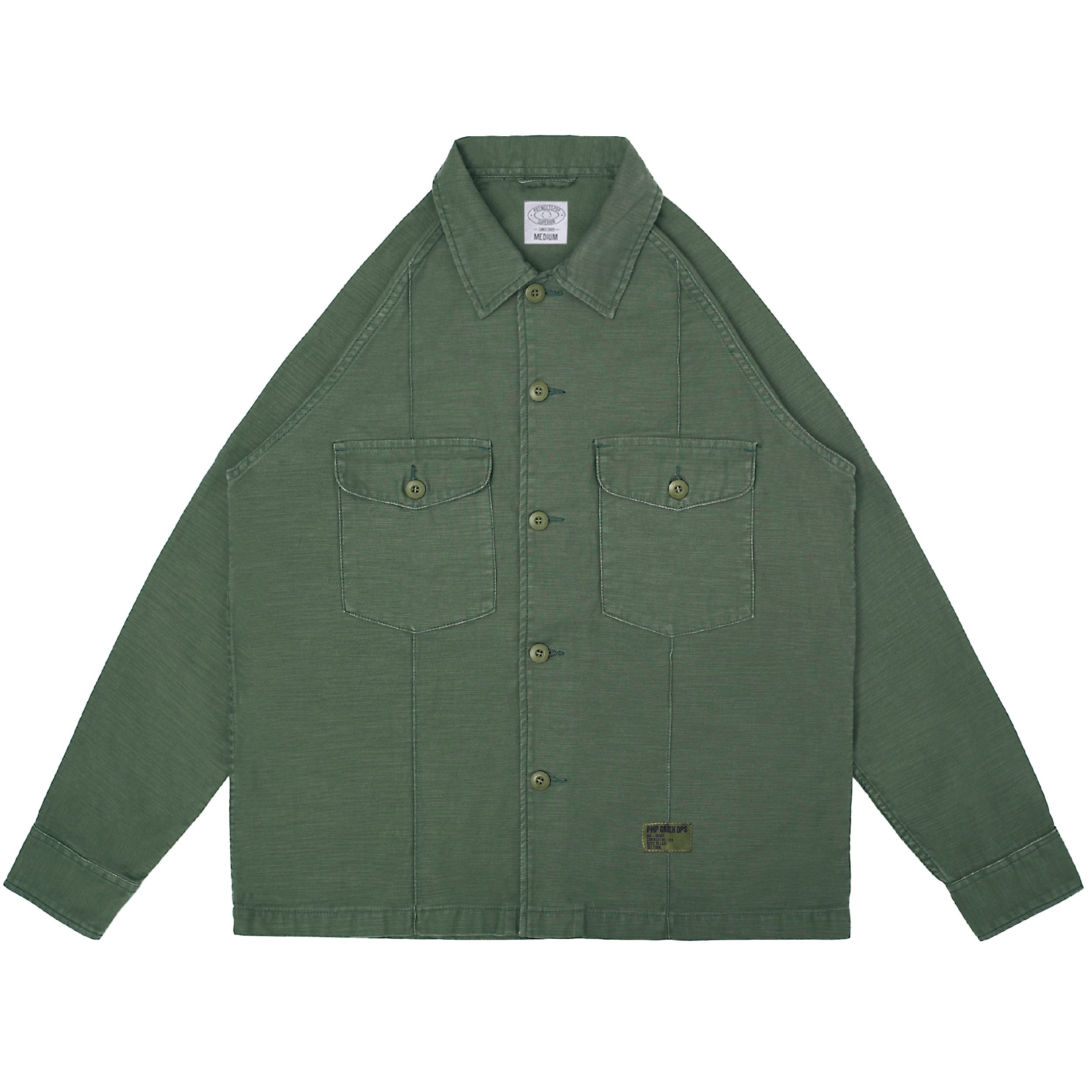 Pot Meets Pop Fatty Fatigue Shirt Reverse Satin - Washed Olive