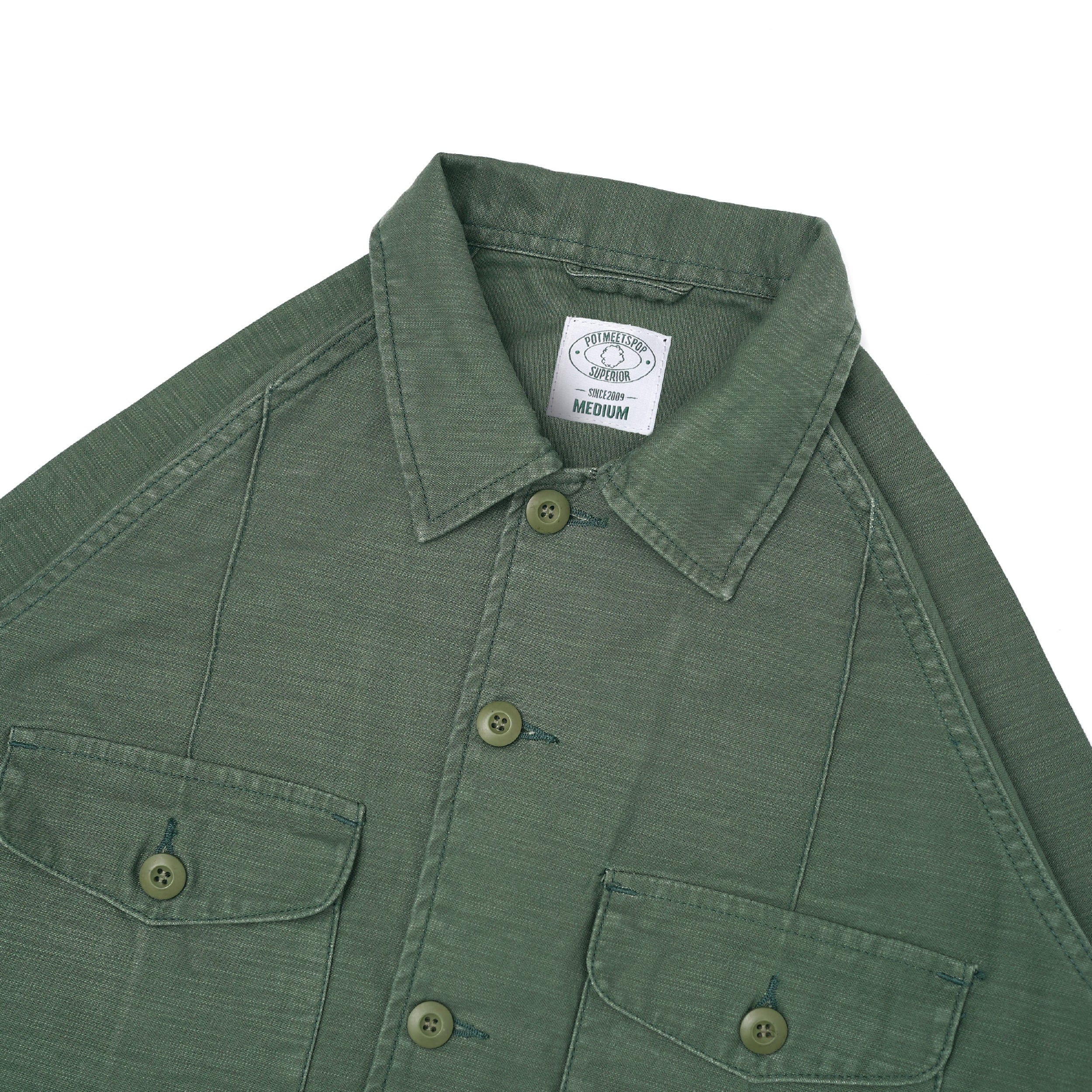 Pot Meets Pop Fatty Fatigue Shirt Reverse Satin - Washed Olive