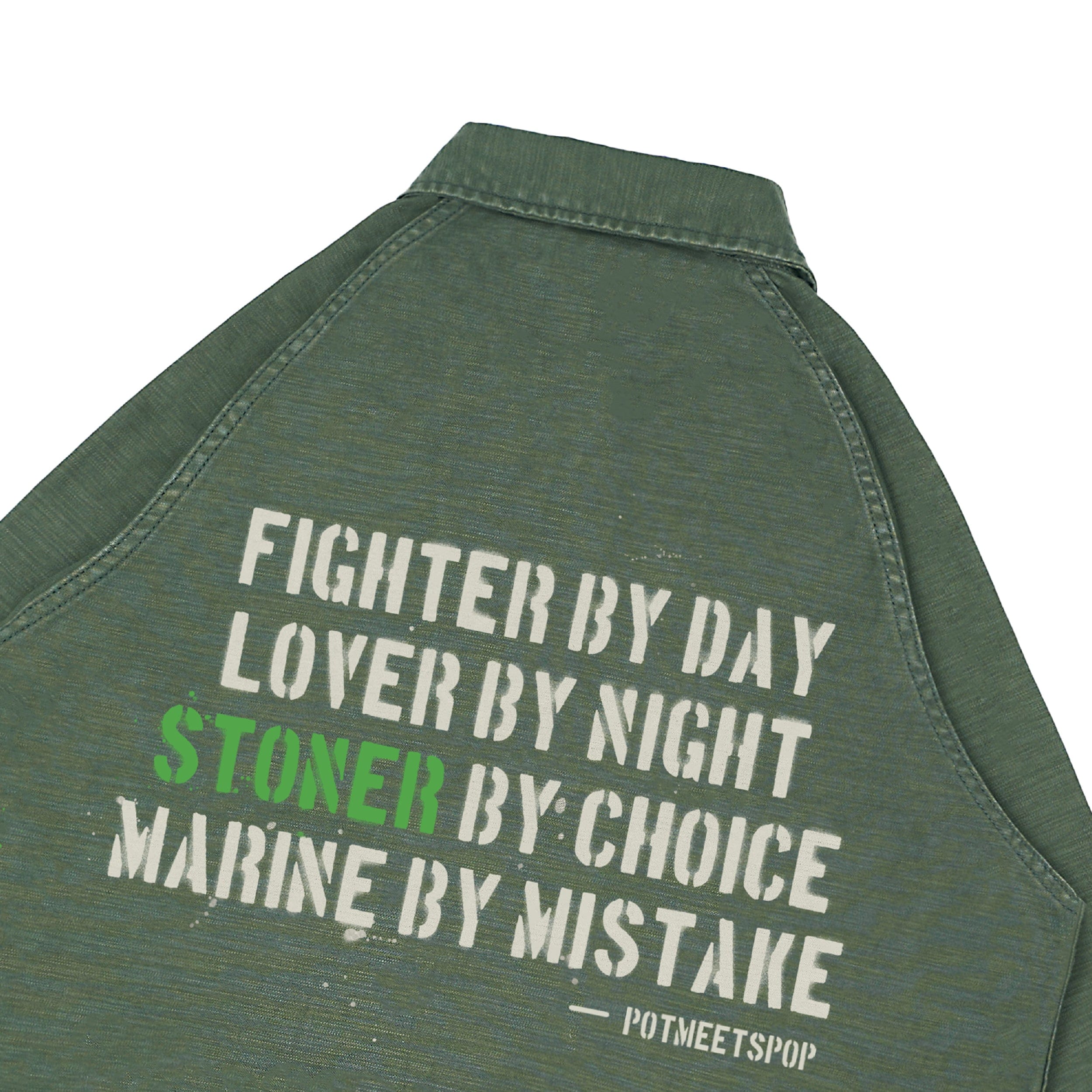 Pot Meets Pop Fatty Fatigue Shirt Reverse Satin - Washed Olive