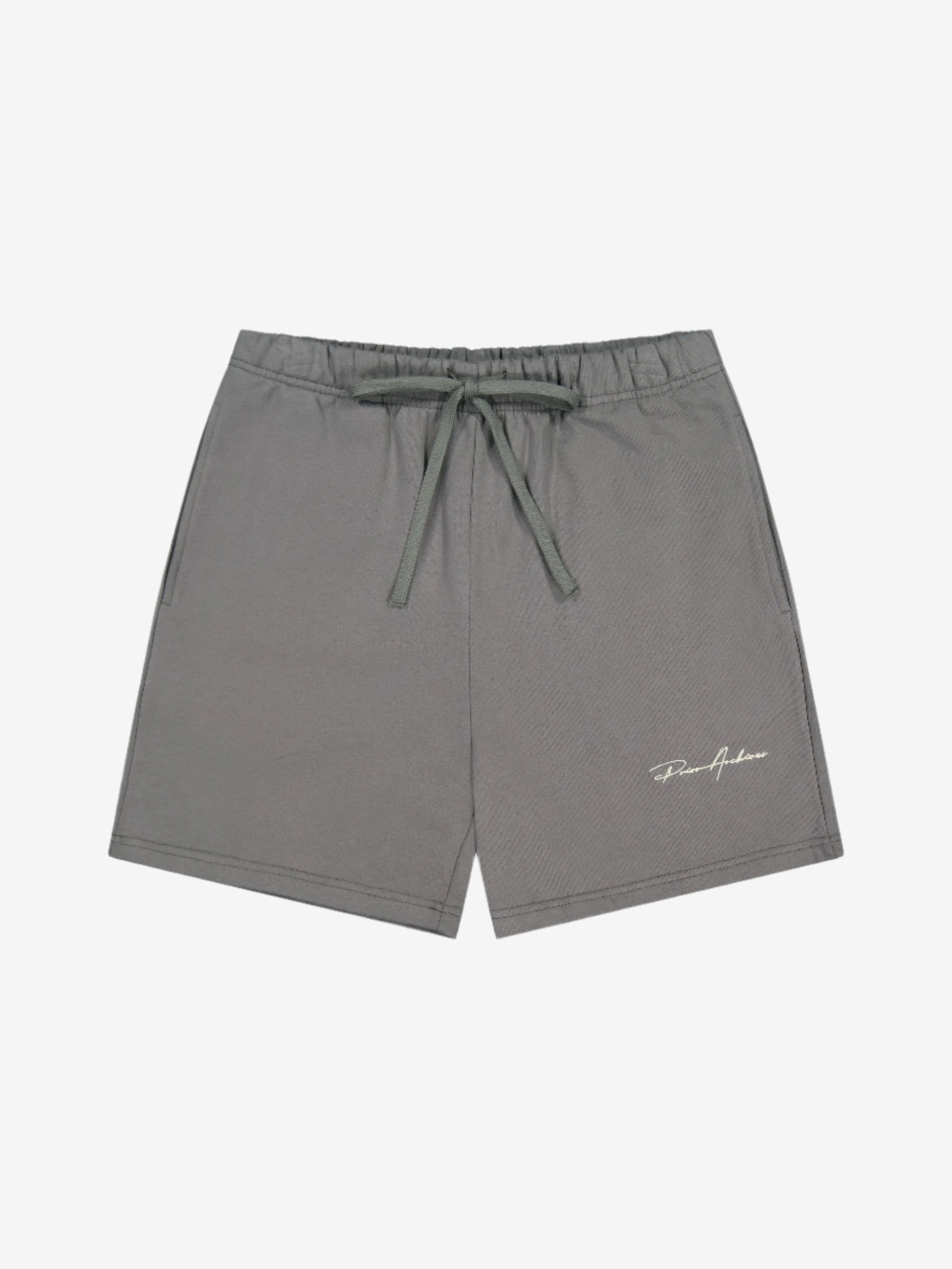 Prior Archives Prior Embroidery Logo Fitted Sweatshorts Slate