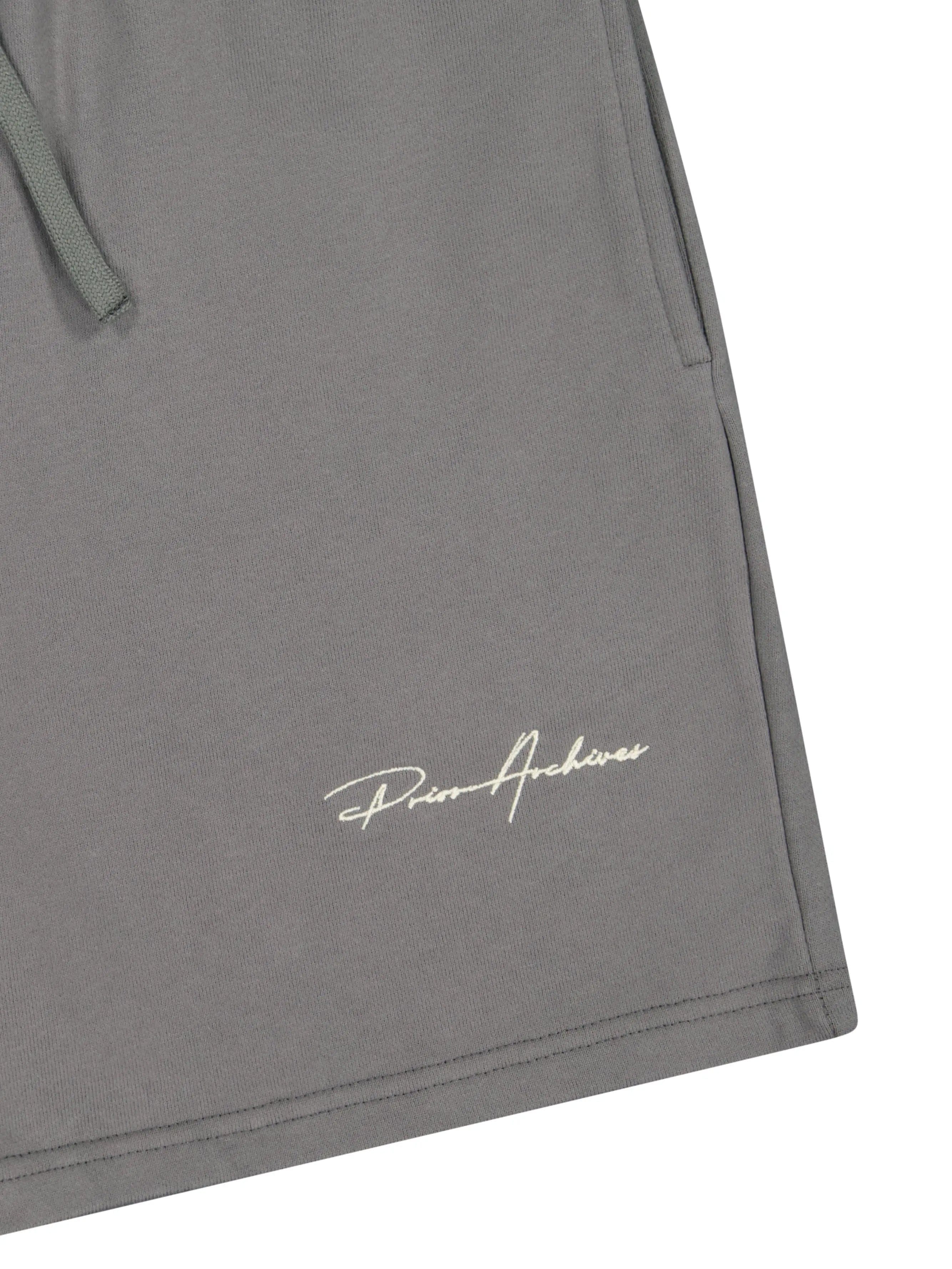 Prior Archives Prior Embroidery Logo Fitted Sweatshorts Slate