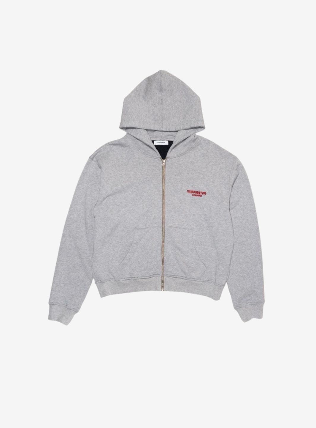 Numeri Archivio Zip Up Hooded Sweatshirt Grey Melange Red