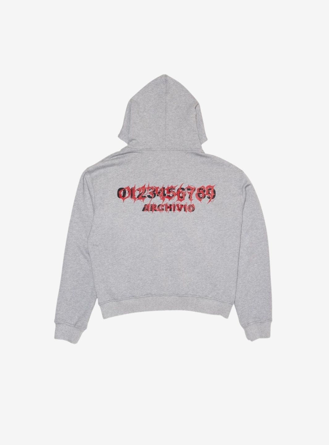 Numeri Archivio Zip Up Hooded Sweatshirt Grey Melange Red