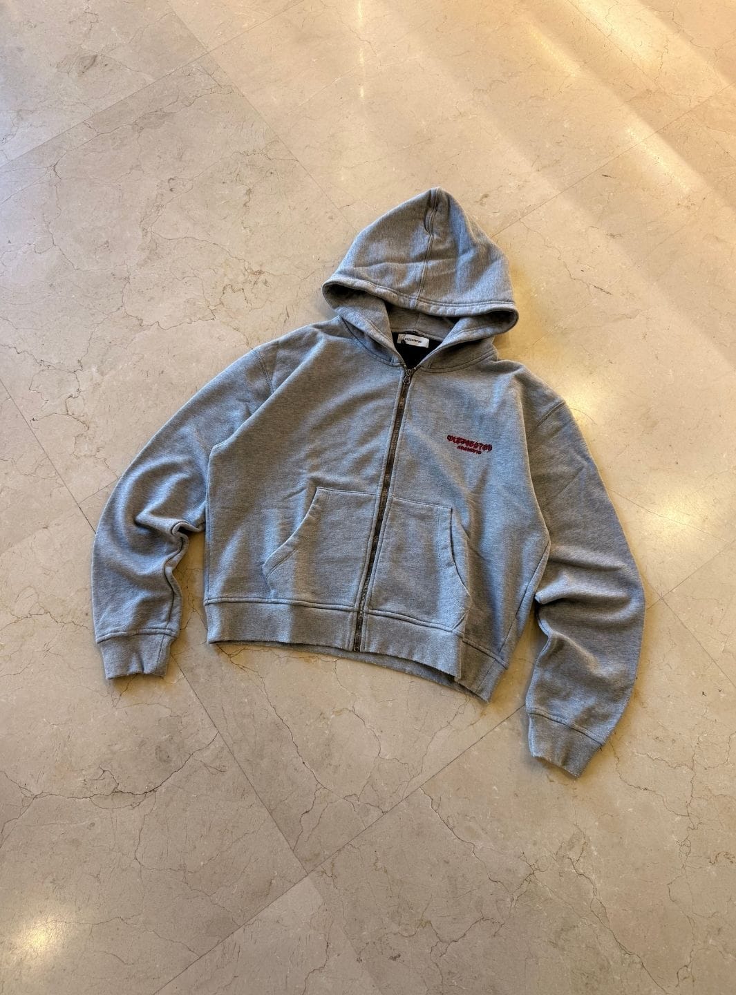 Numeri Archivio Zip Up Hooded Sweatshirt Grey Melange Red