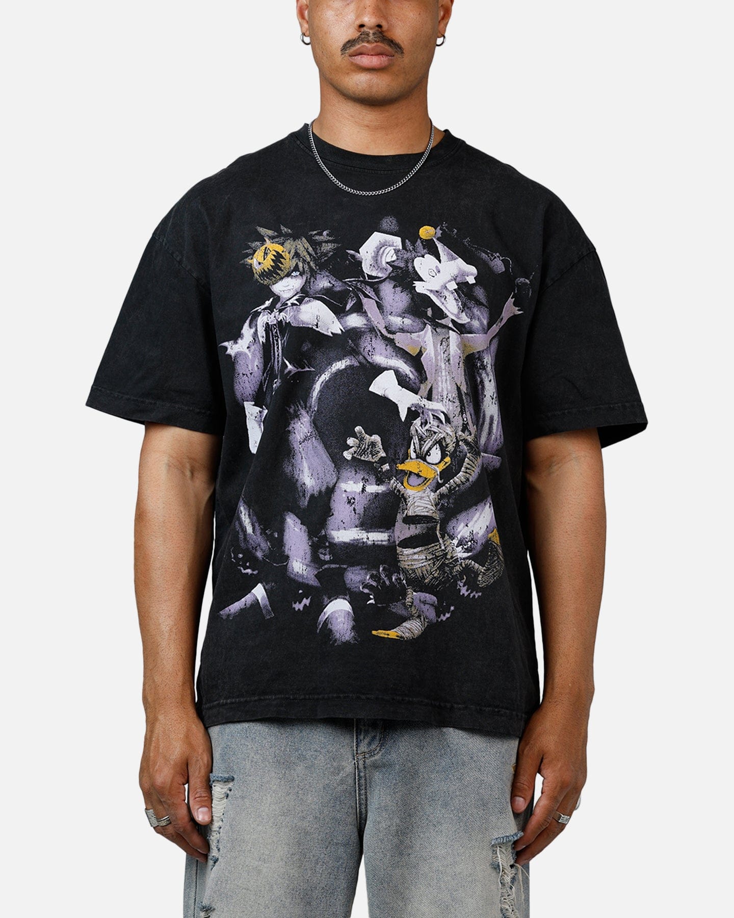 73studio Disney Kingdom Hearts Halloween Town Heavyweight T - Shirt Black Acidwash