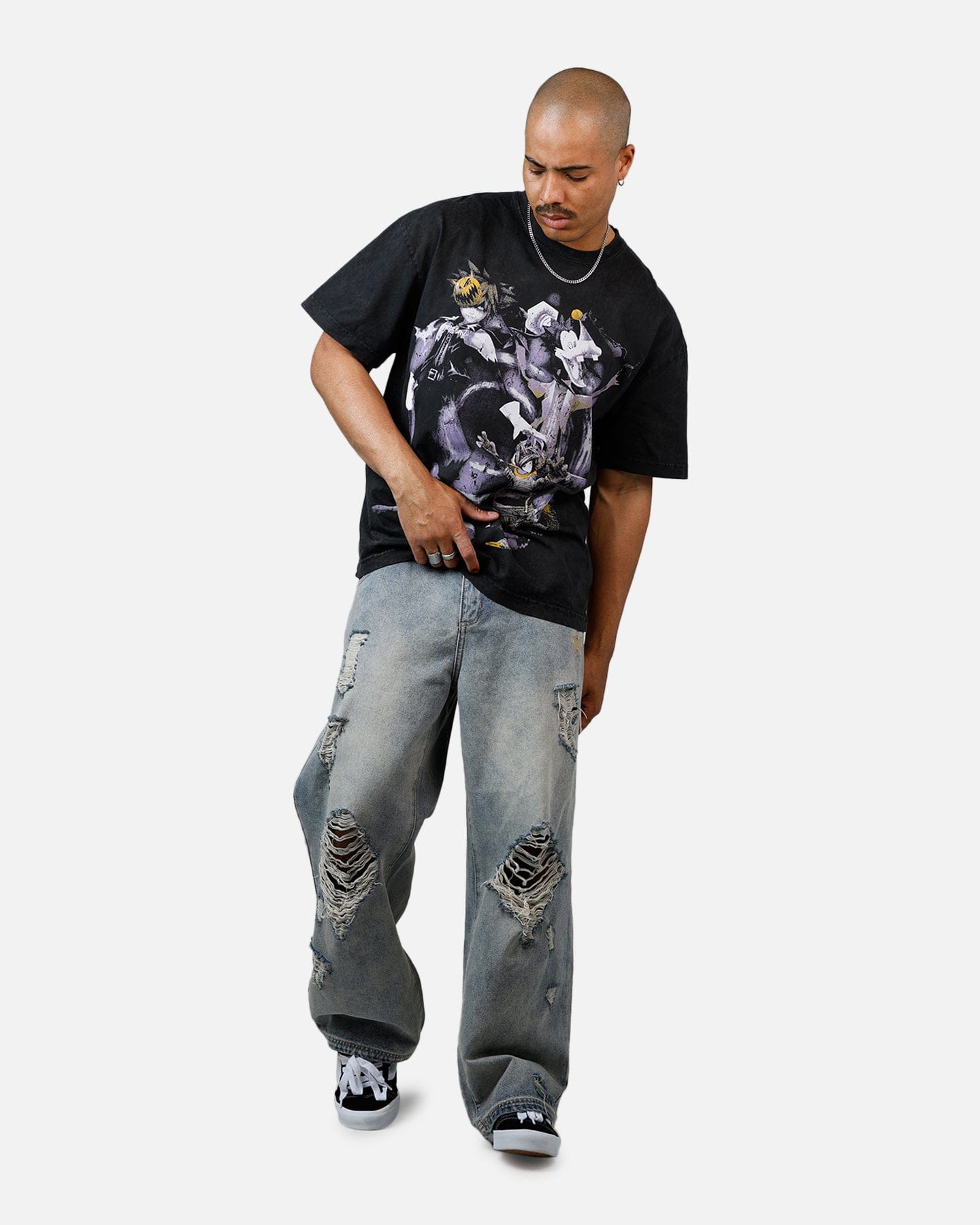 73studio Disney Kingdom Hearts Halloween Town Heavyweight T - Shirt Black Acidwash