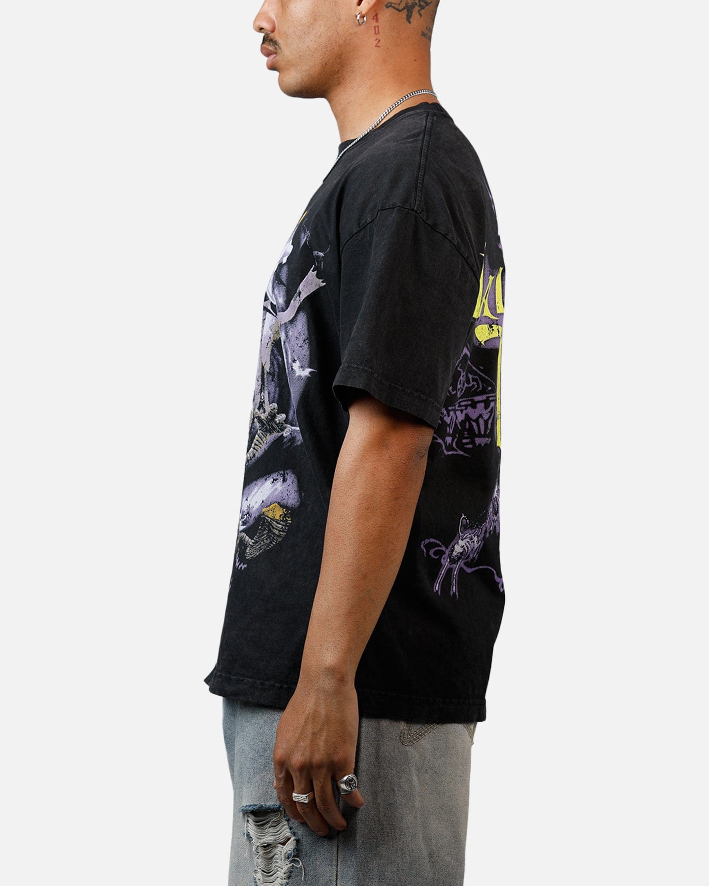 73studio Disney Kingdom Hearts Halloween Town Heavyweight T - Shirt Black Acidwash