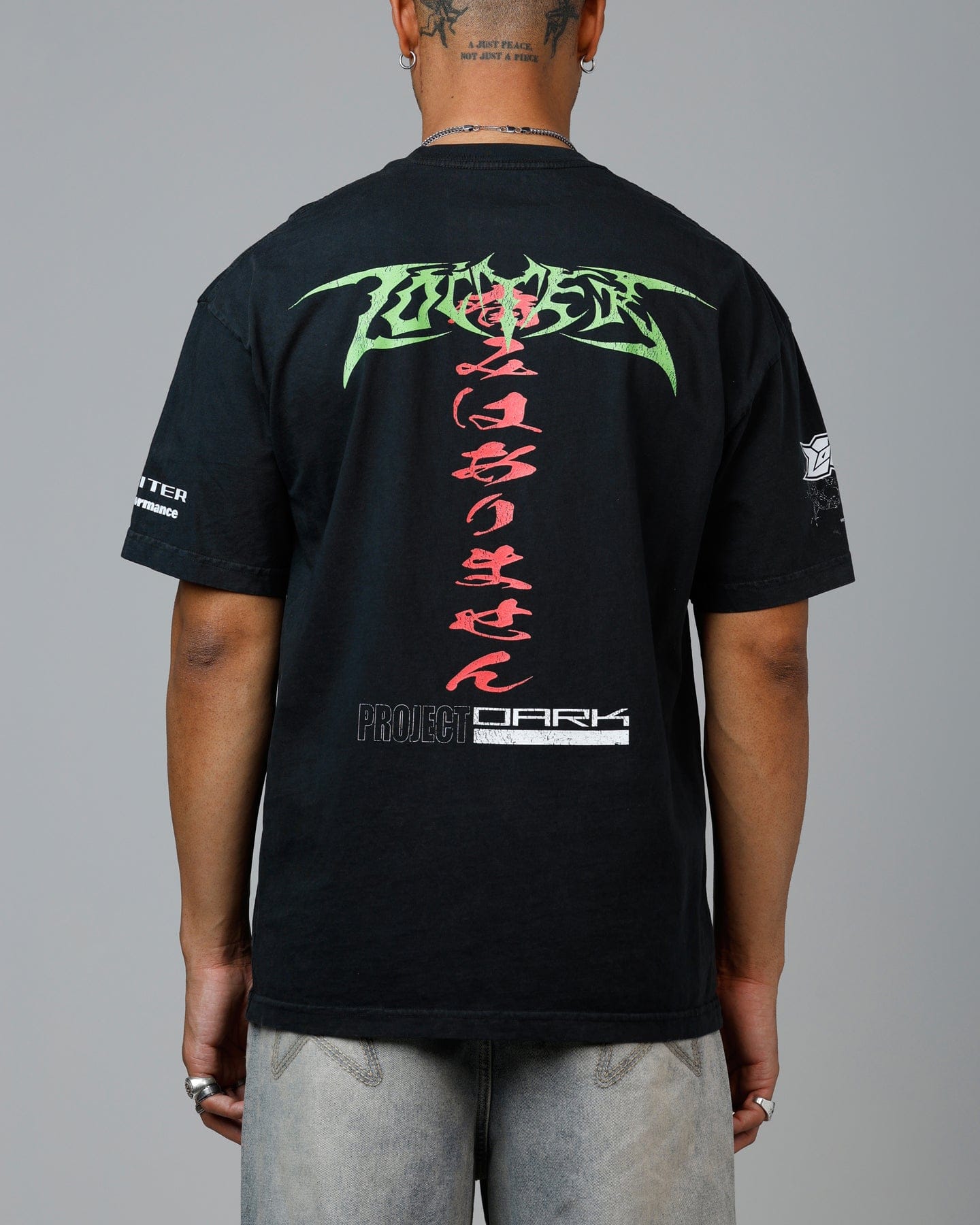 Loiter Project Dark Vintage T - Shirt Black Acidwash