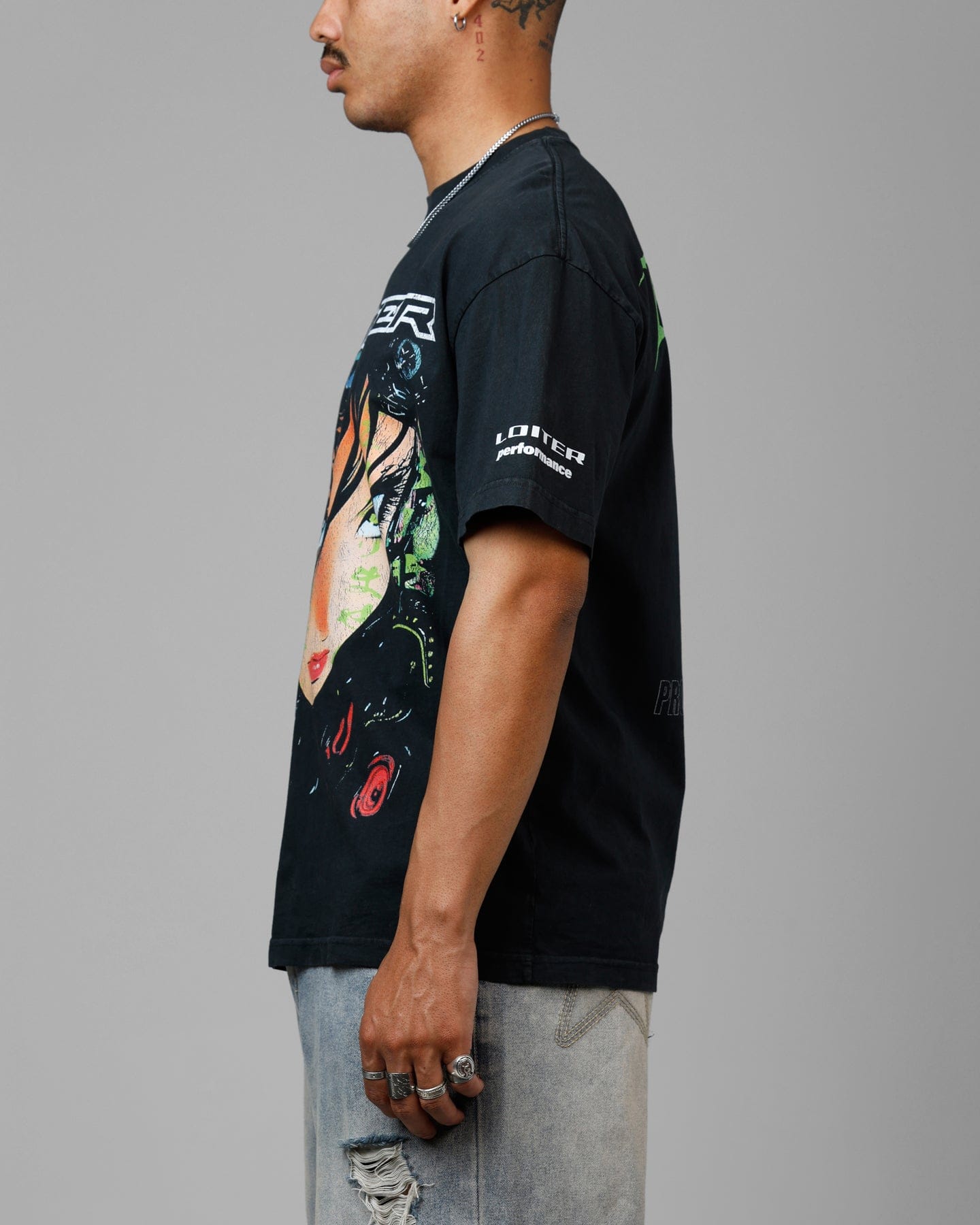 Loiter Project Dark Vintage T - Shirt Black Acidwash