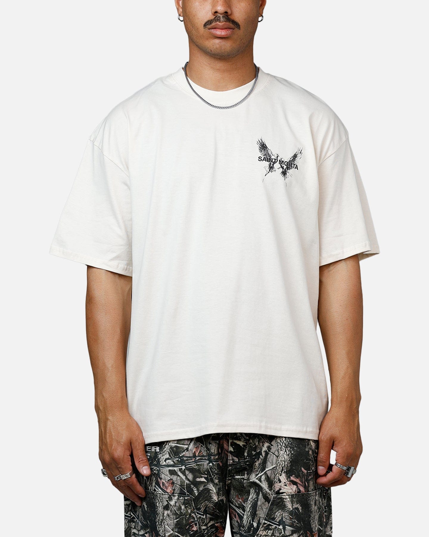 Saint Morta Black Doves Heavyweight T - Shirt Off White