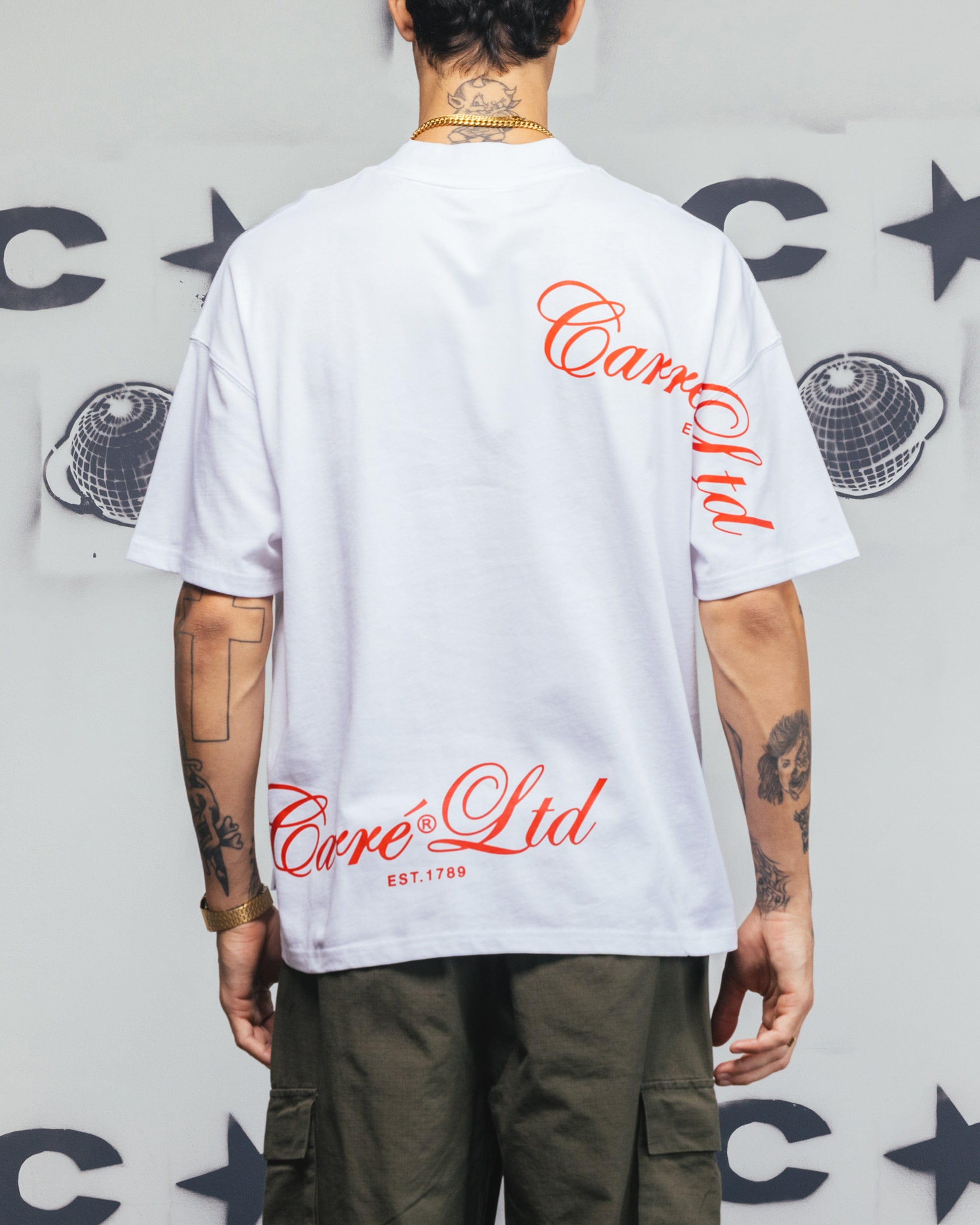 Carre Side Script Oversized T - Shirt White/Red