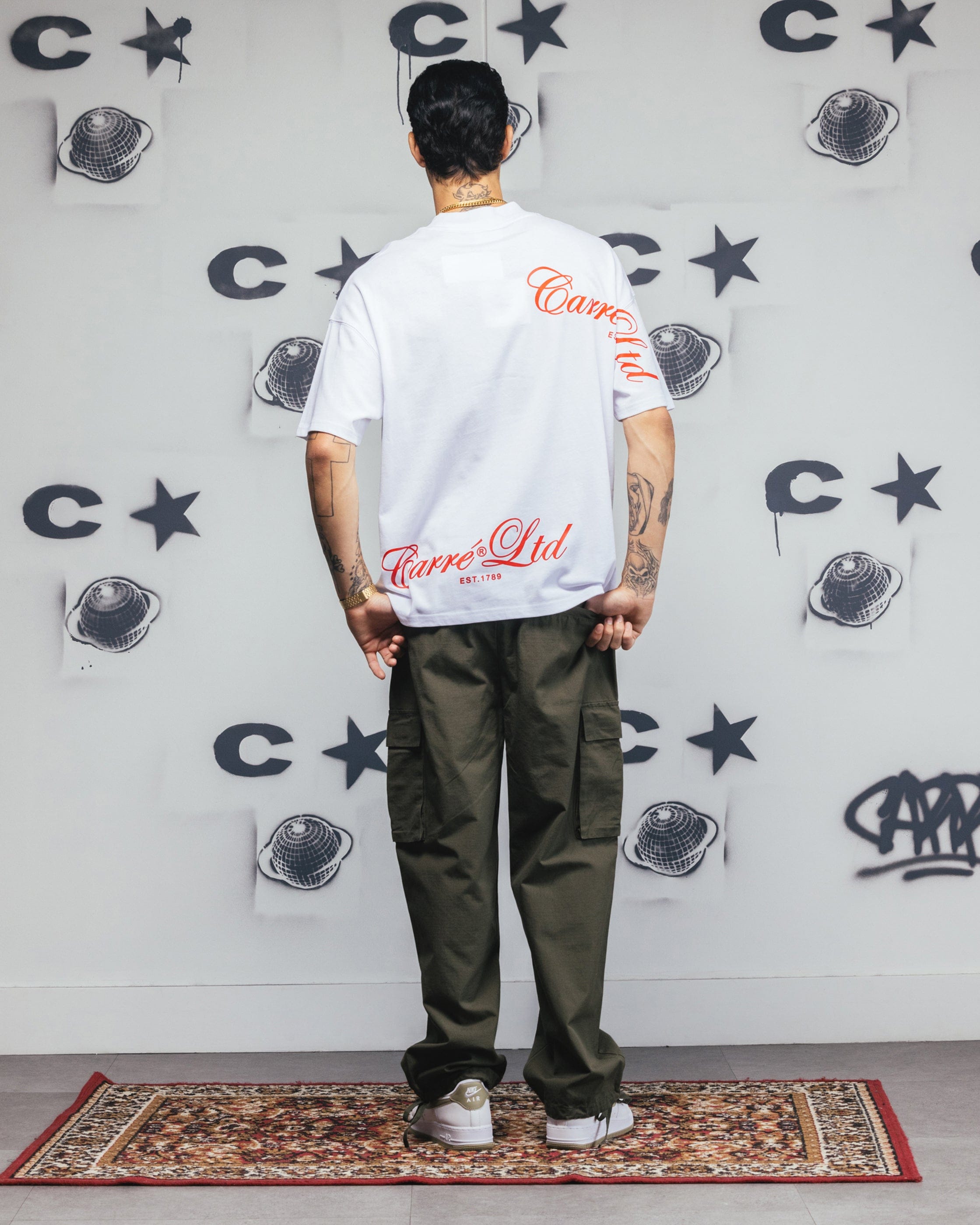 Carre Side Script Oversized T - Shirt White/Red