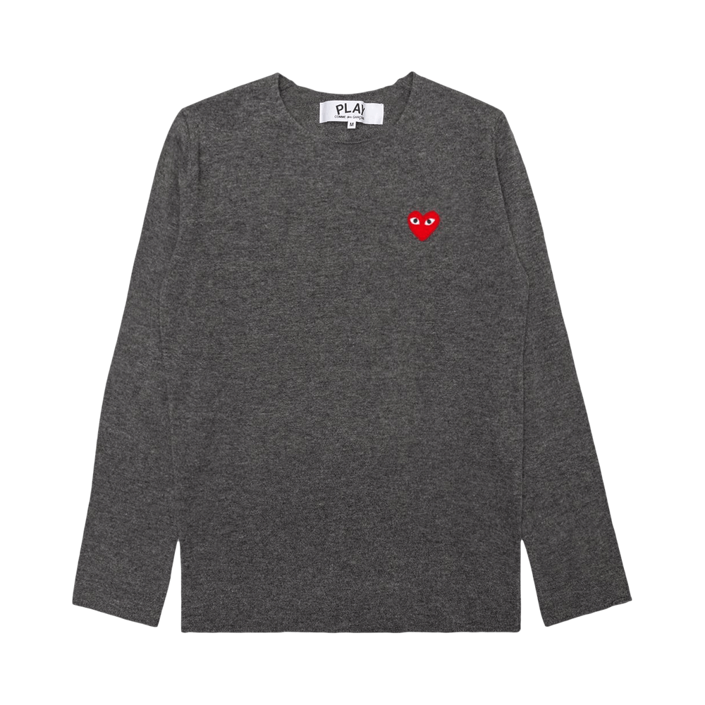 Comme des Garçons PLAY Red Heart Sweater Grey