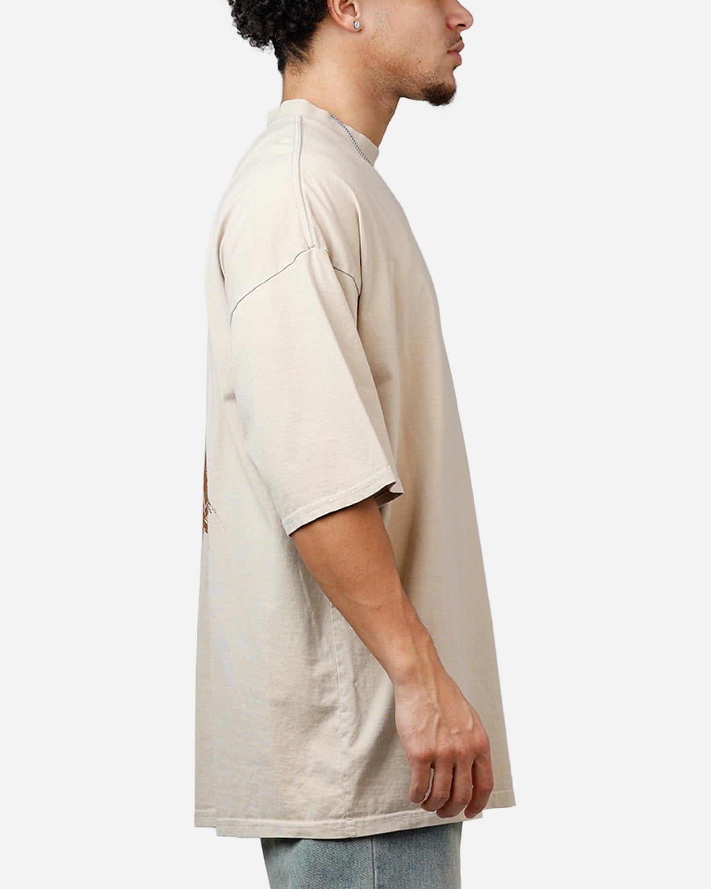 Saint Morta Pray For Me Mock Neck T - Shirt Stone
