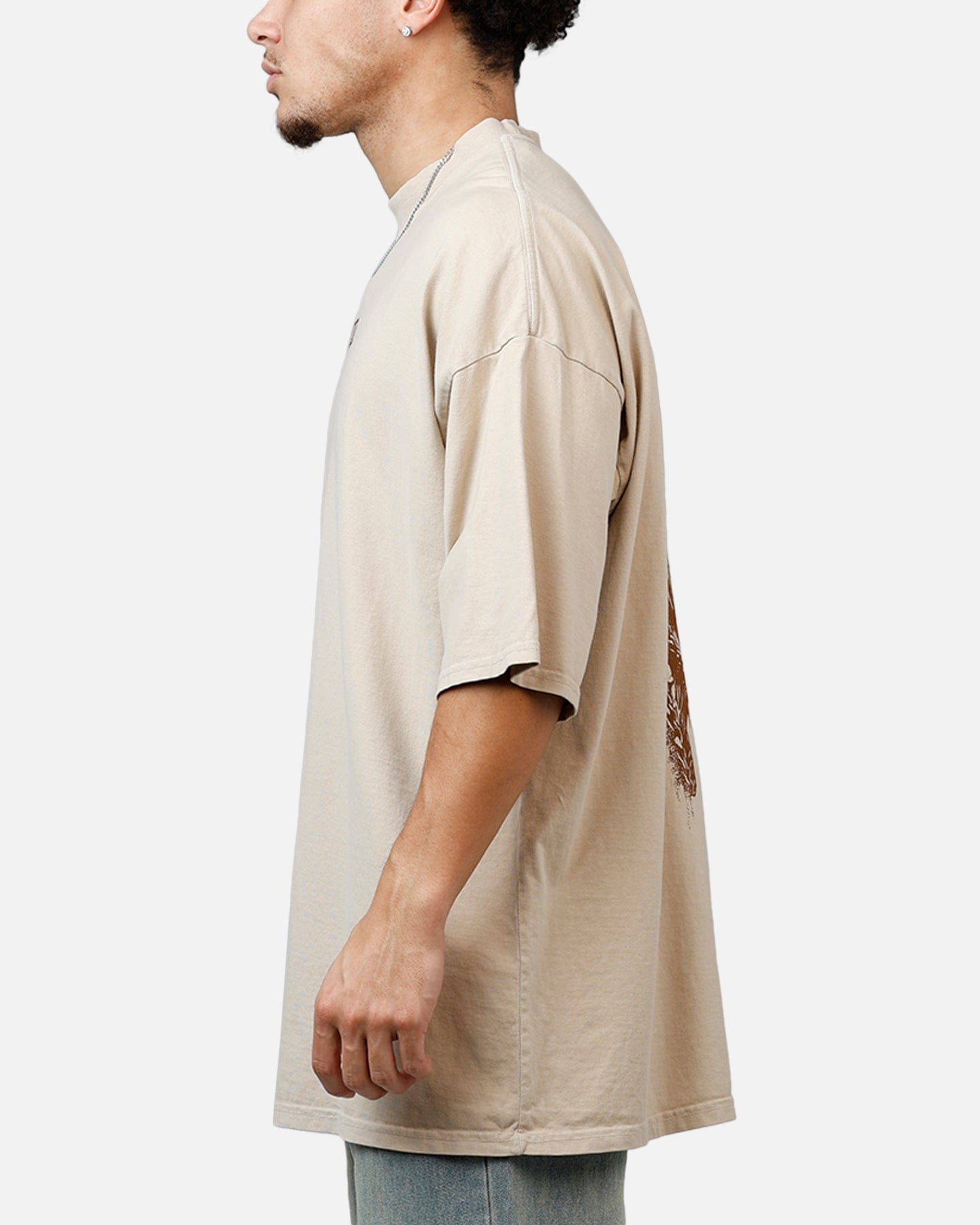 Saint Morta Pray For Me Mock Neck T - Shirt Stone