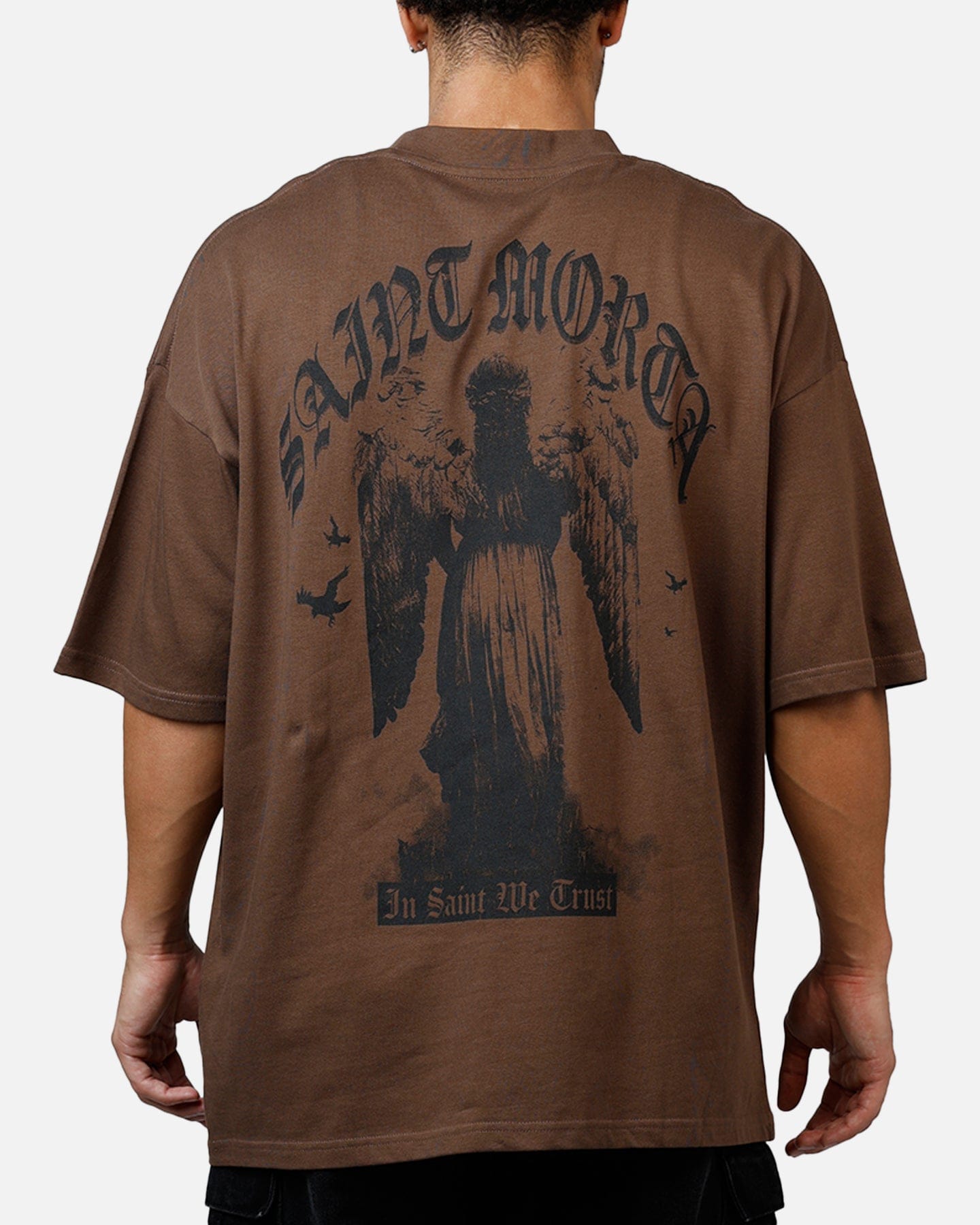 Saint Morta Virtues Mock Neck T - Shirt Brown