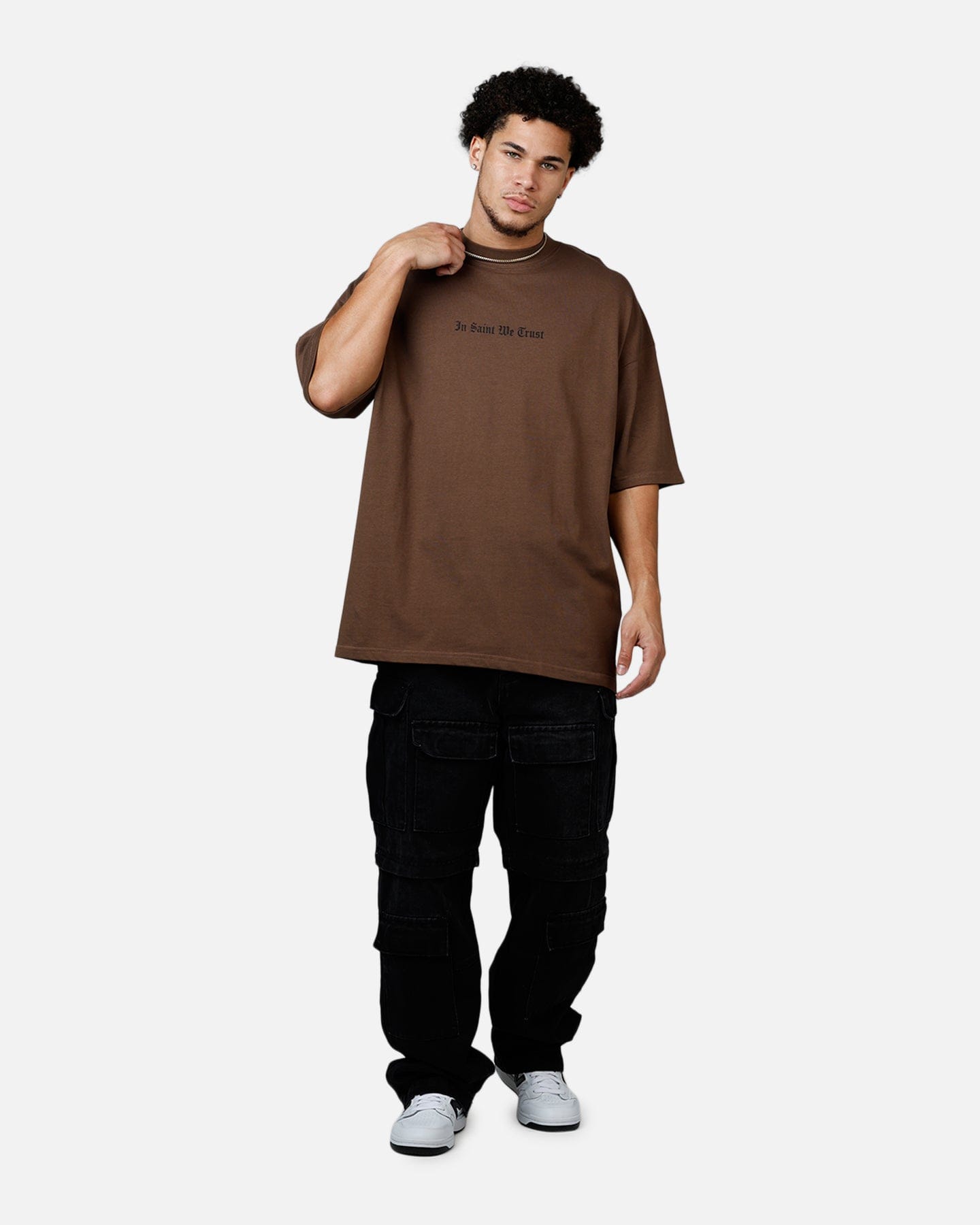 Saint Morta Virtues Mock Neck T - Shirt Brown