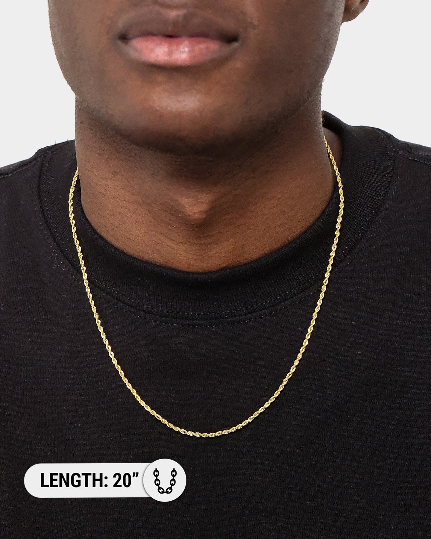 NXS 2 mm Rope Necklace Gold