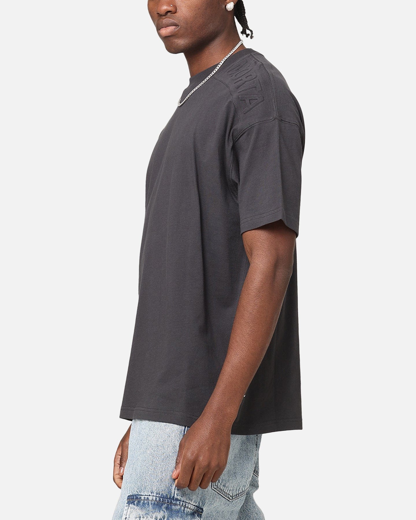Saint Morta Emboss Boxy T - Shirt Dark Grey