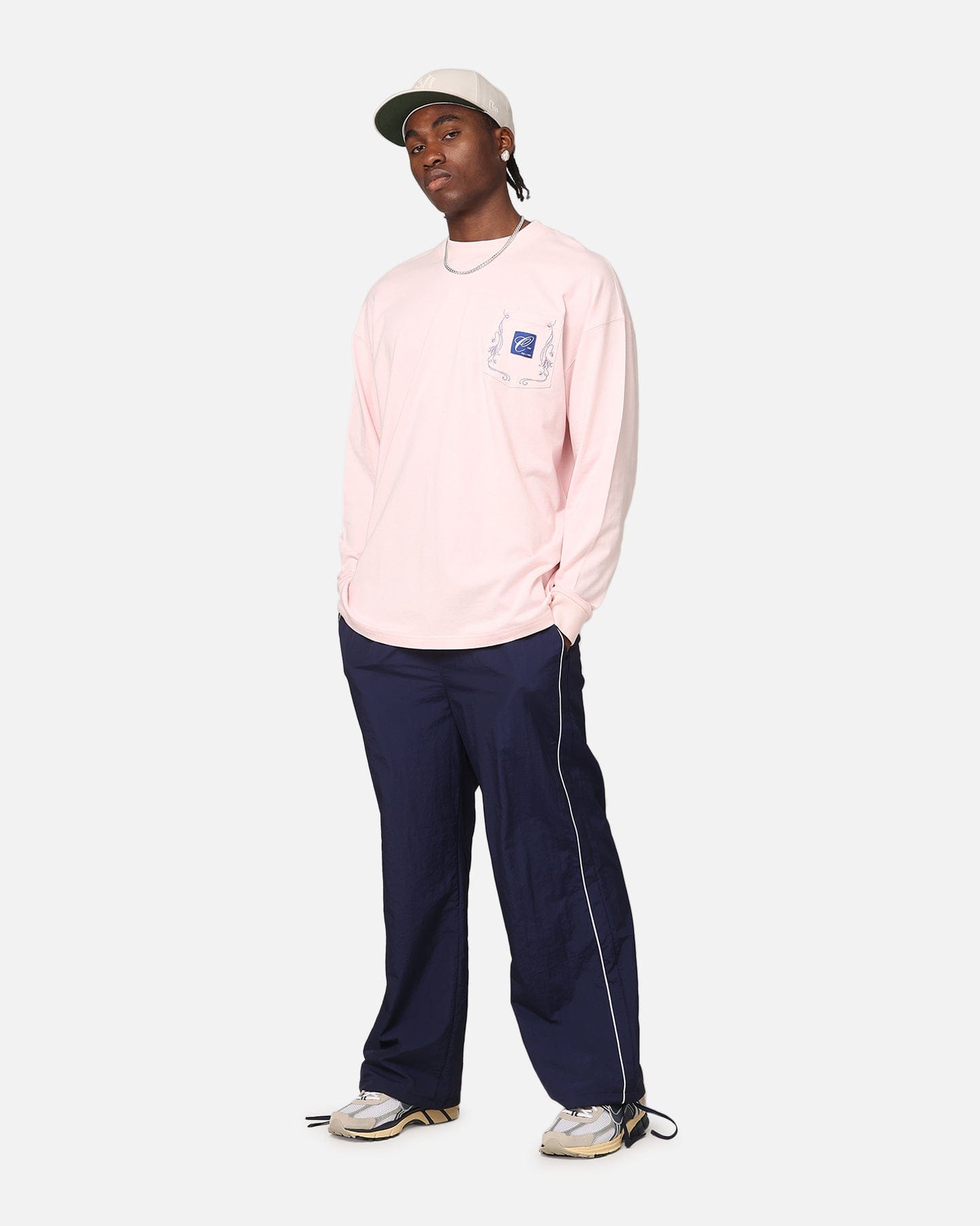 Carre Floral Pocket Oversized Long Sleeve T - Shirt Pink