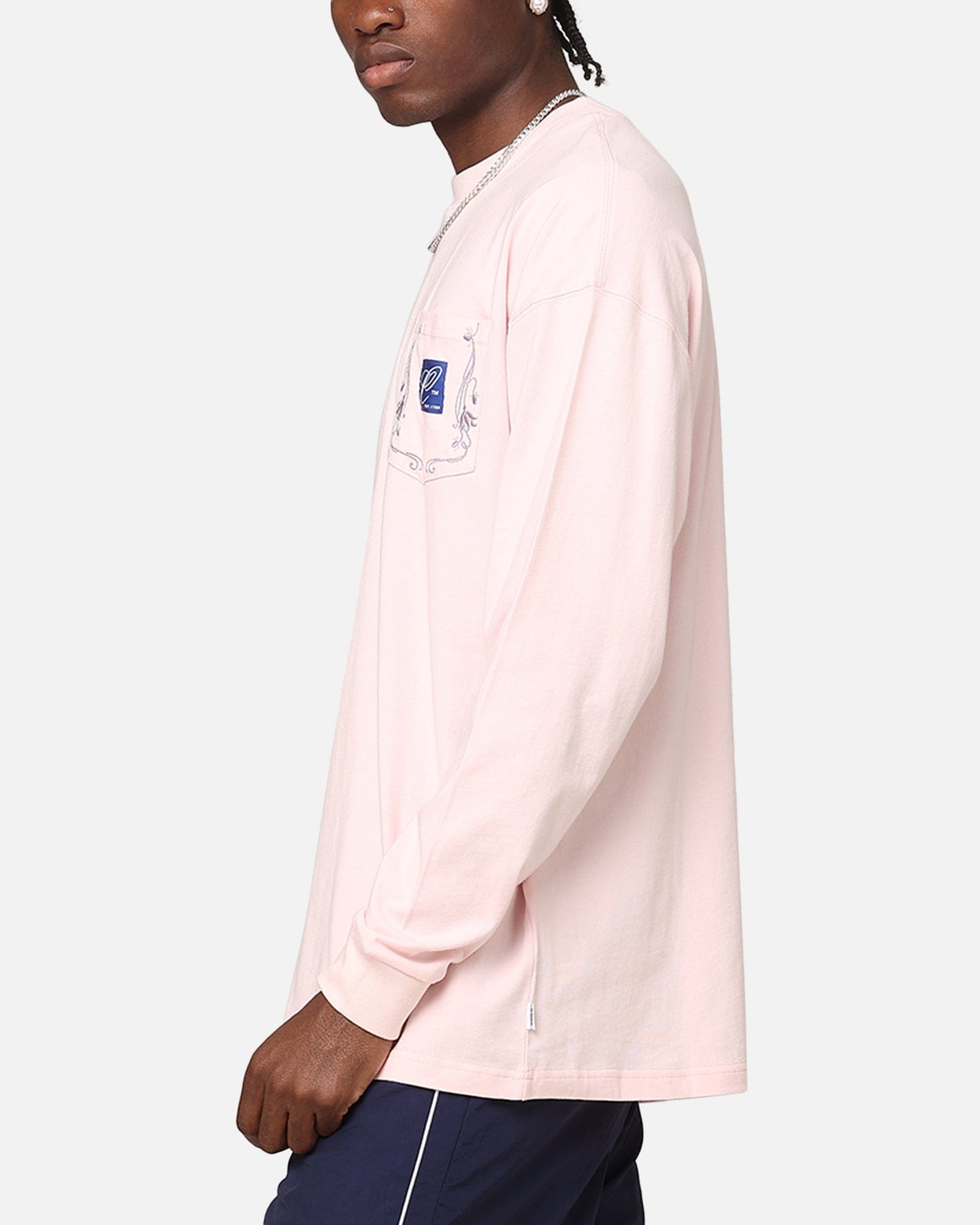 Carre Floral Pocket Oversized Long Sleeve T - Shirt Pink