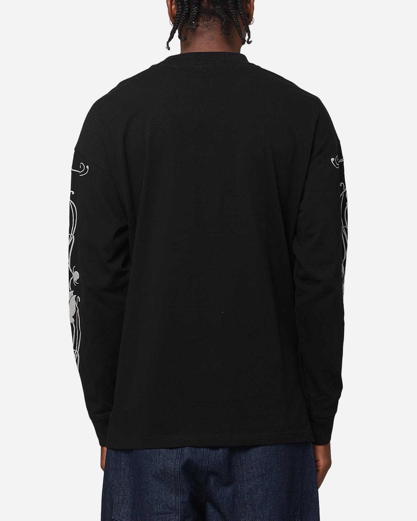 Carre Floral Oversized Long Sleeve T - Shirt Black