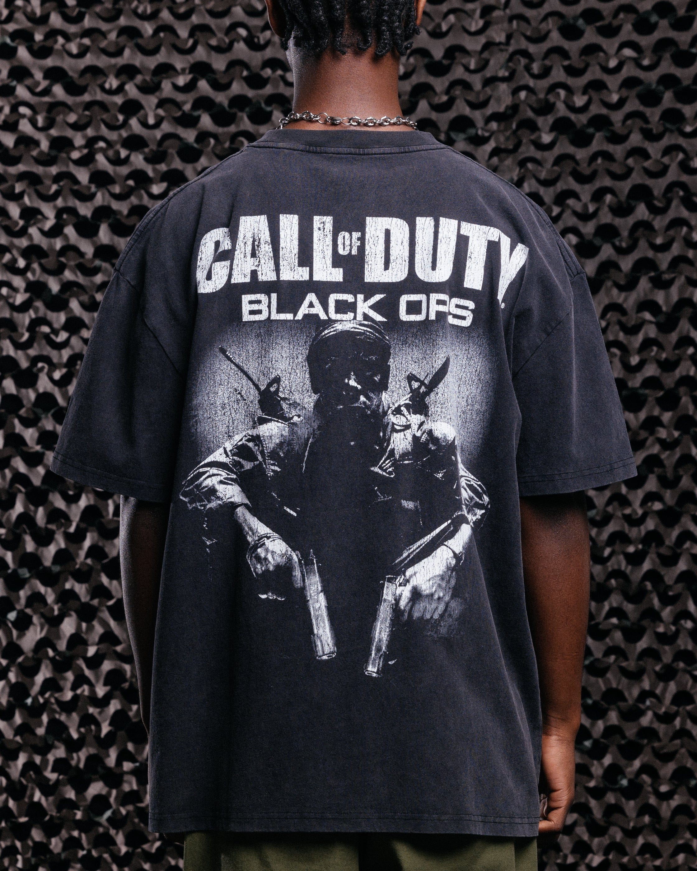 73studio x Call Of Duty Black Ops Vintage T - Shirt Black Acidwash