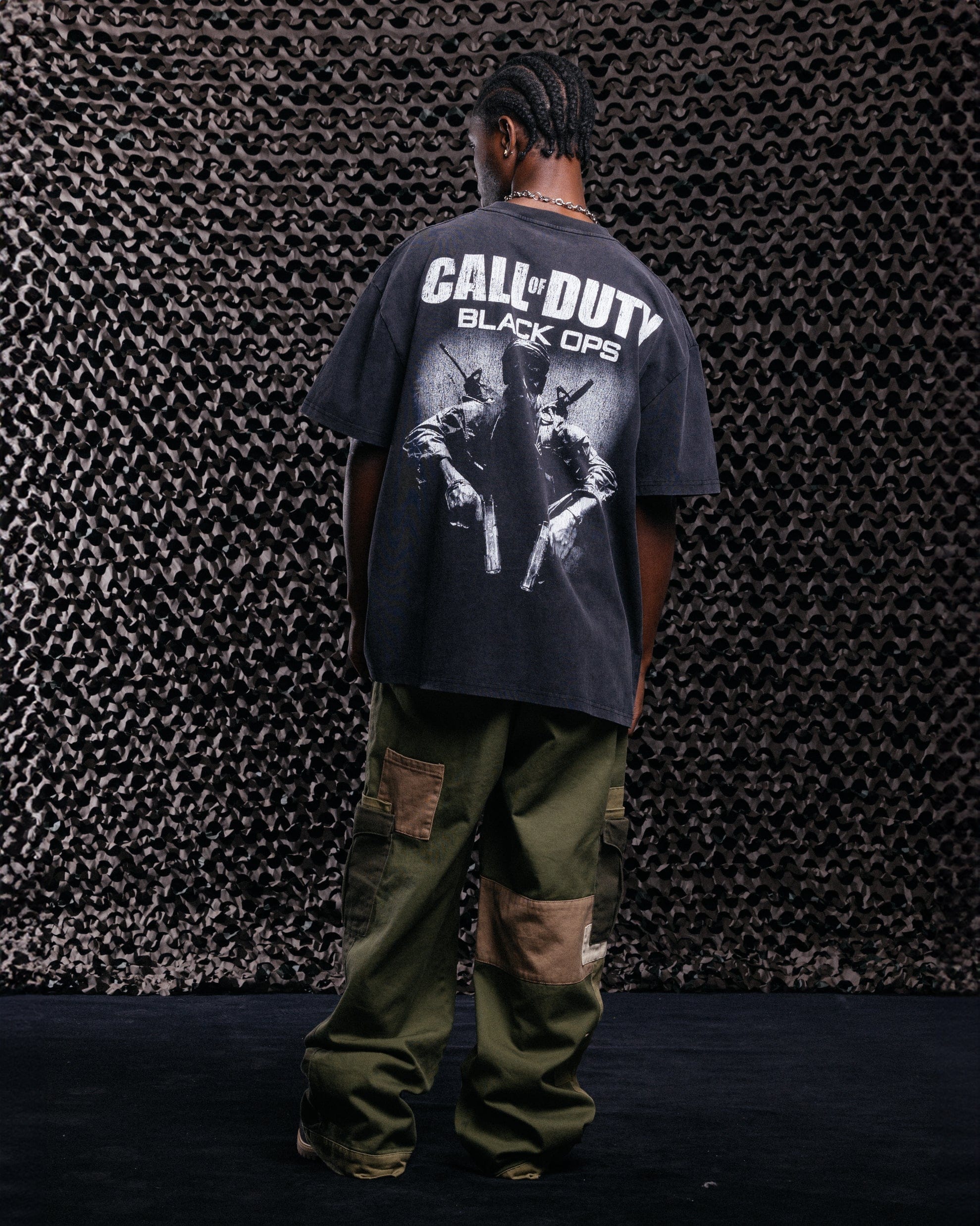 73studio x Call Of Duty Black Ops Vintage T - Shirt Black Acidwash