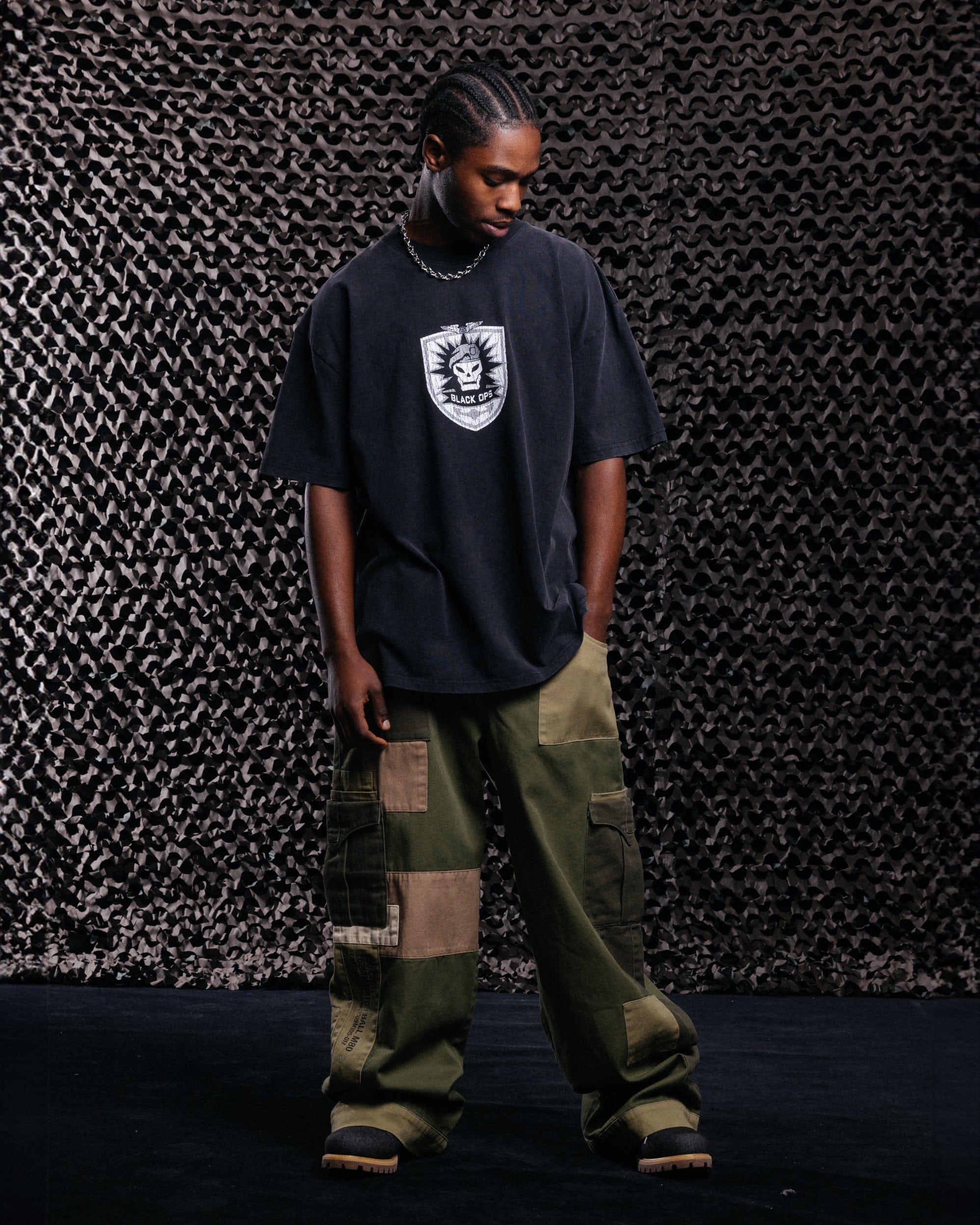 73studio x Call Of Duty Black Ops Vintage T - Shirt Black Acidwash