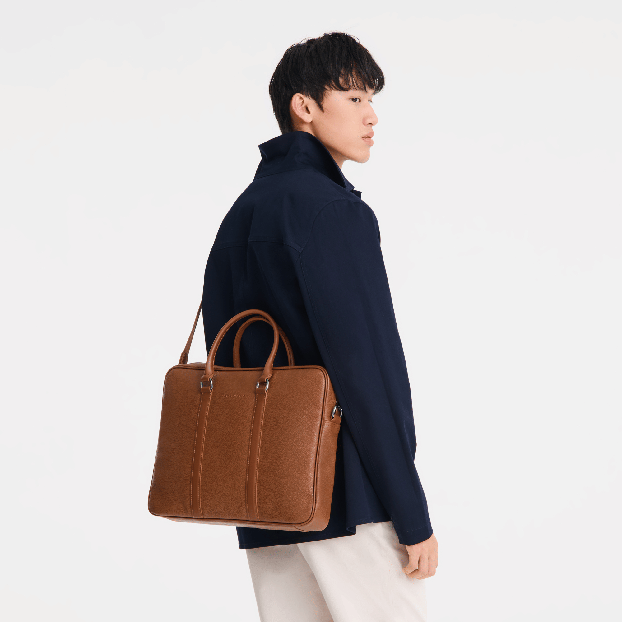 Long Champ Longchamp Le Foulonné S Briefcase Caramel