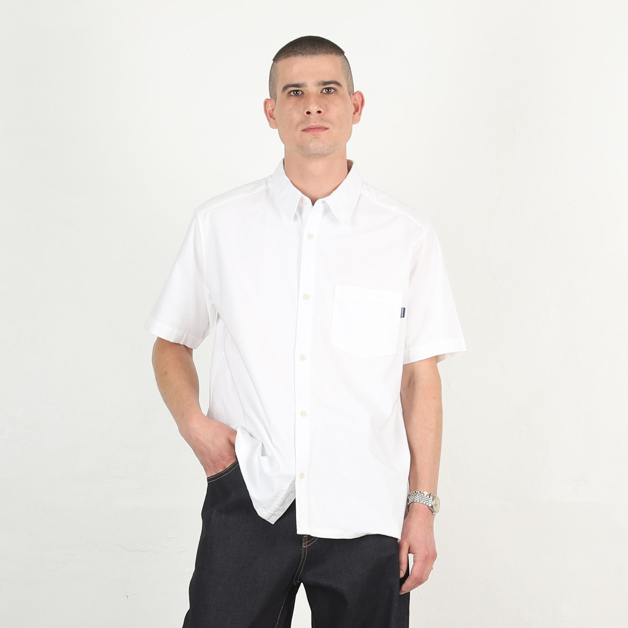 Pressure SS Button Up Shirt Fitted - White