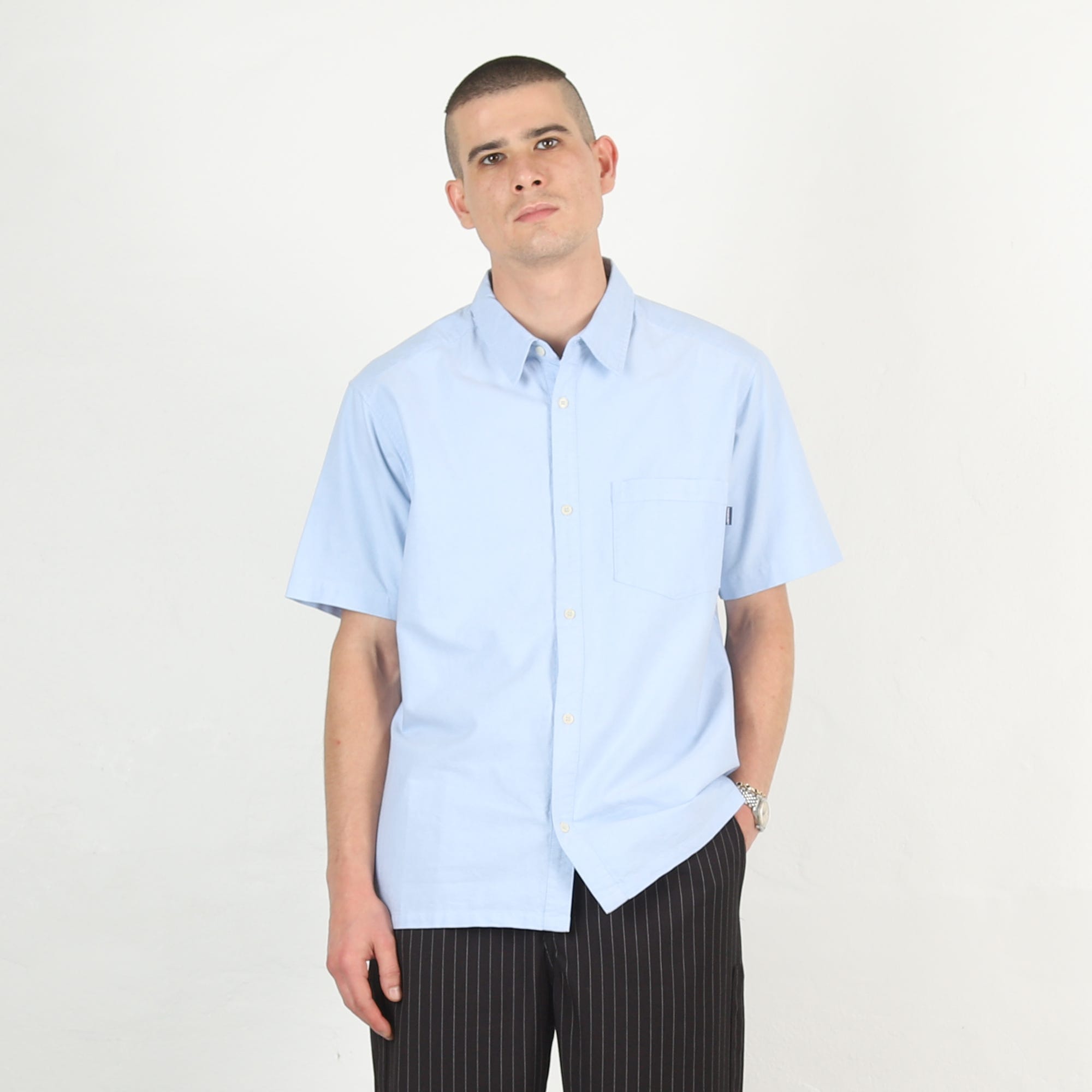 Pressure SS Button Up Shirt Fitted - Blue