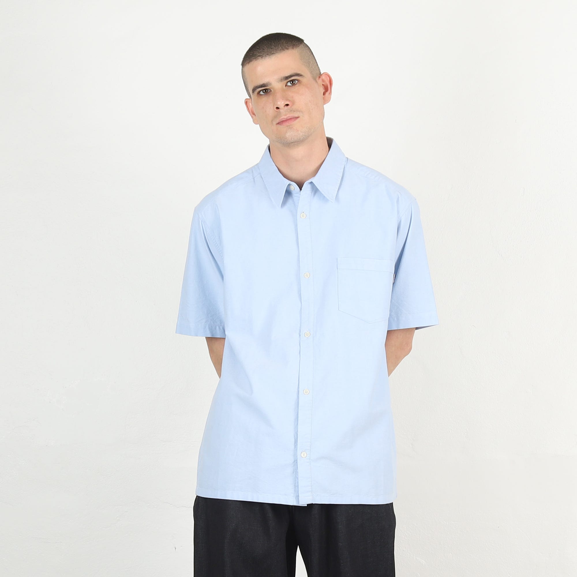 Pressure SS Button Up Shirt Baggy - Blue