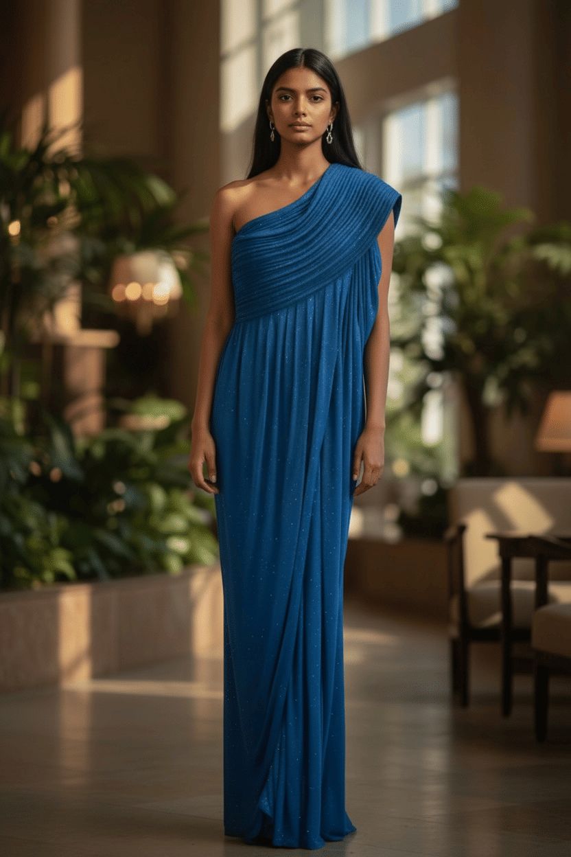 Gaurav Gupta Pre - draped One Shoulder Saree Gown M