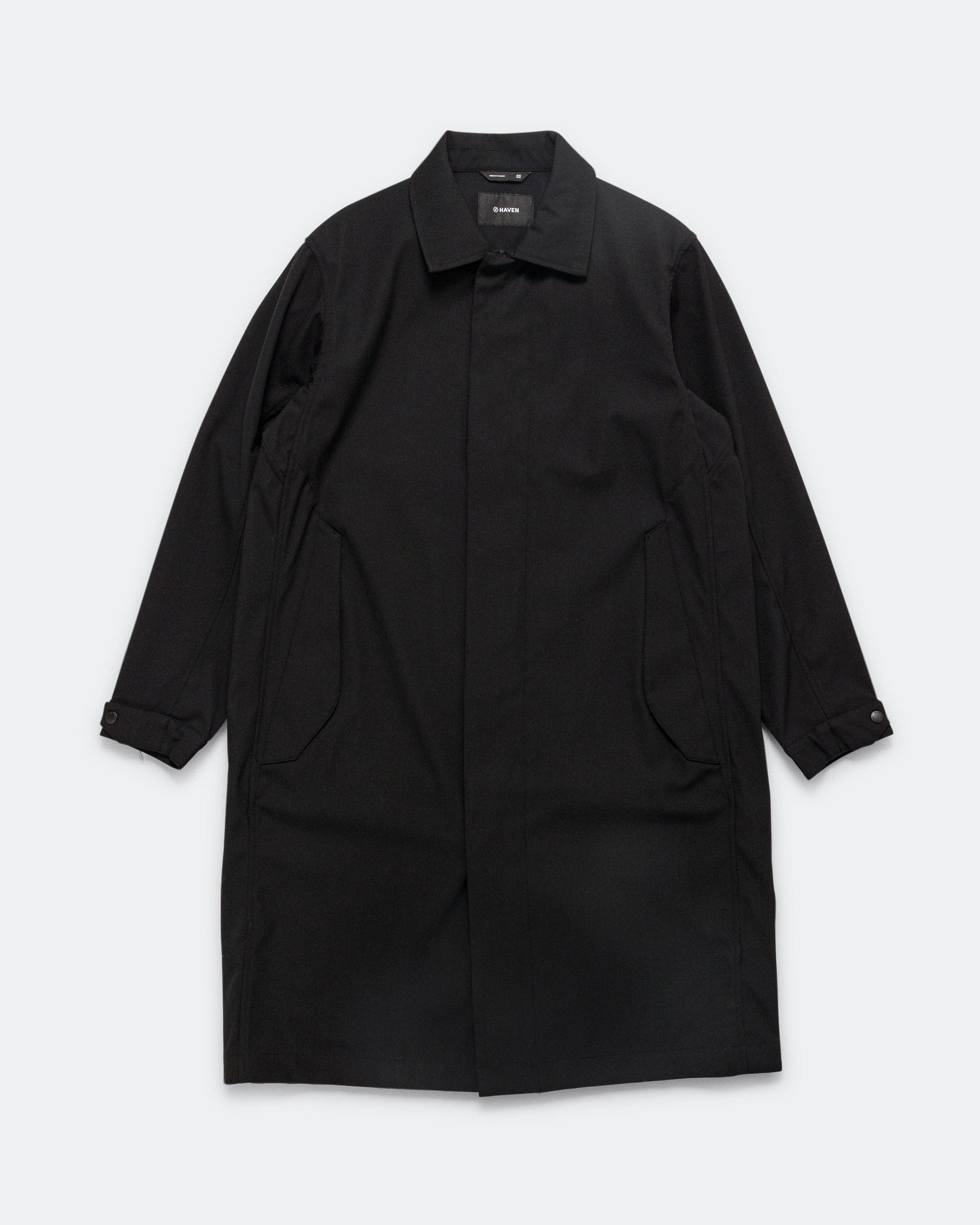 HAVEN Bureau Overcoat Loro Piana Storm System Nylon Wool - Black
