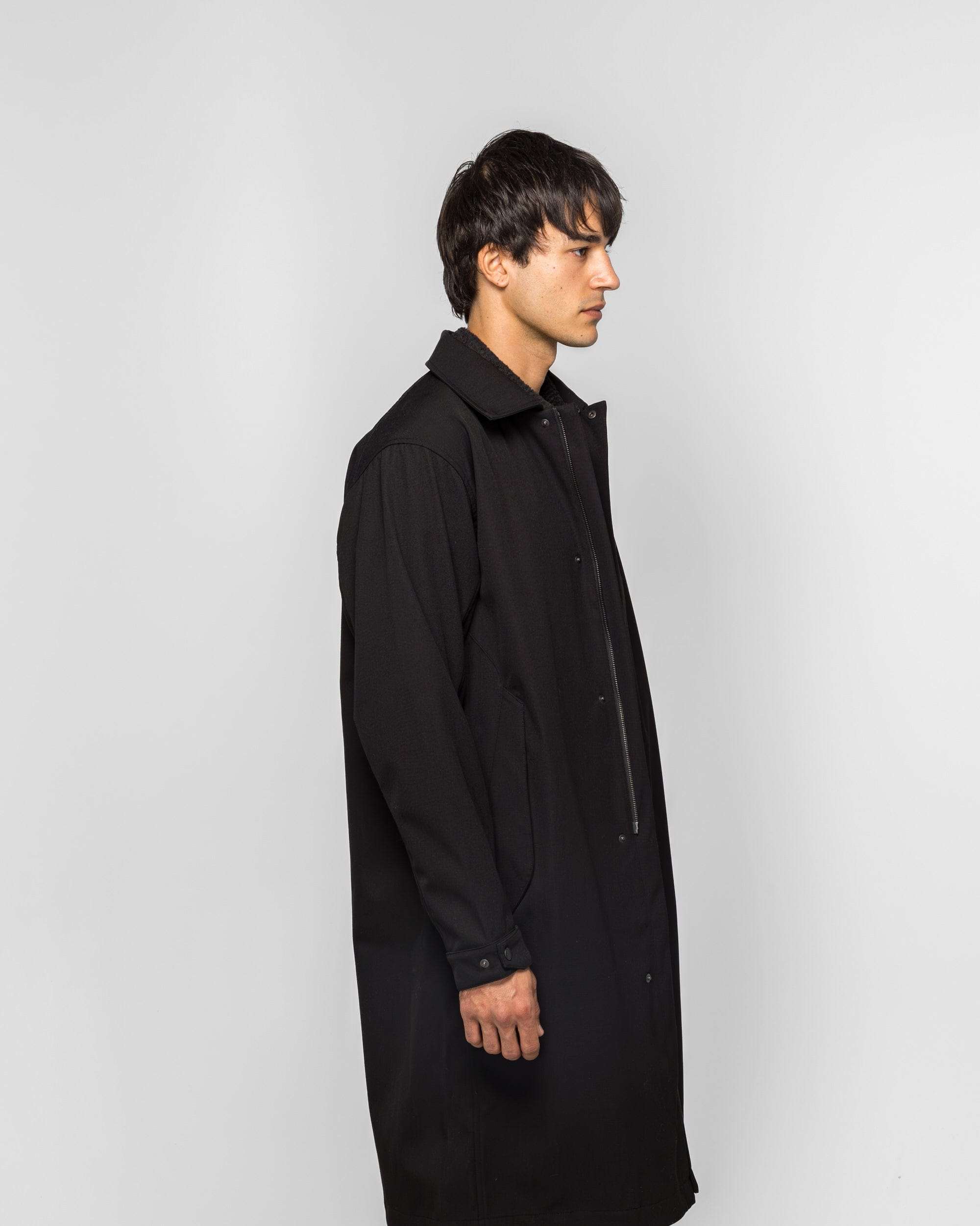 HAVEN Bureau Overcoat Loro Piana Storm System Nylon Wool - Black