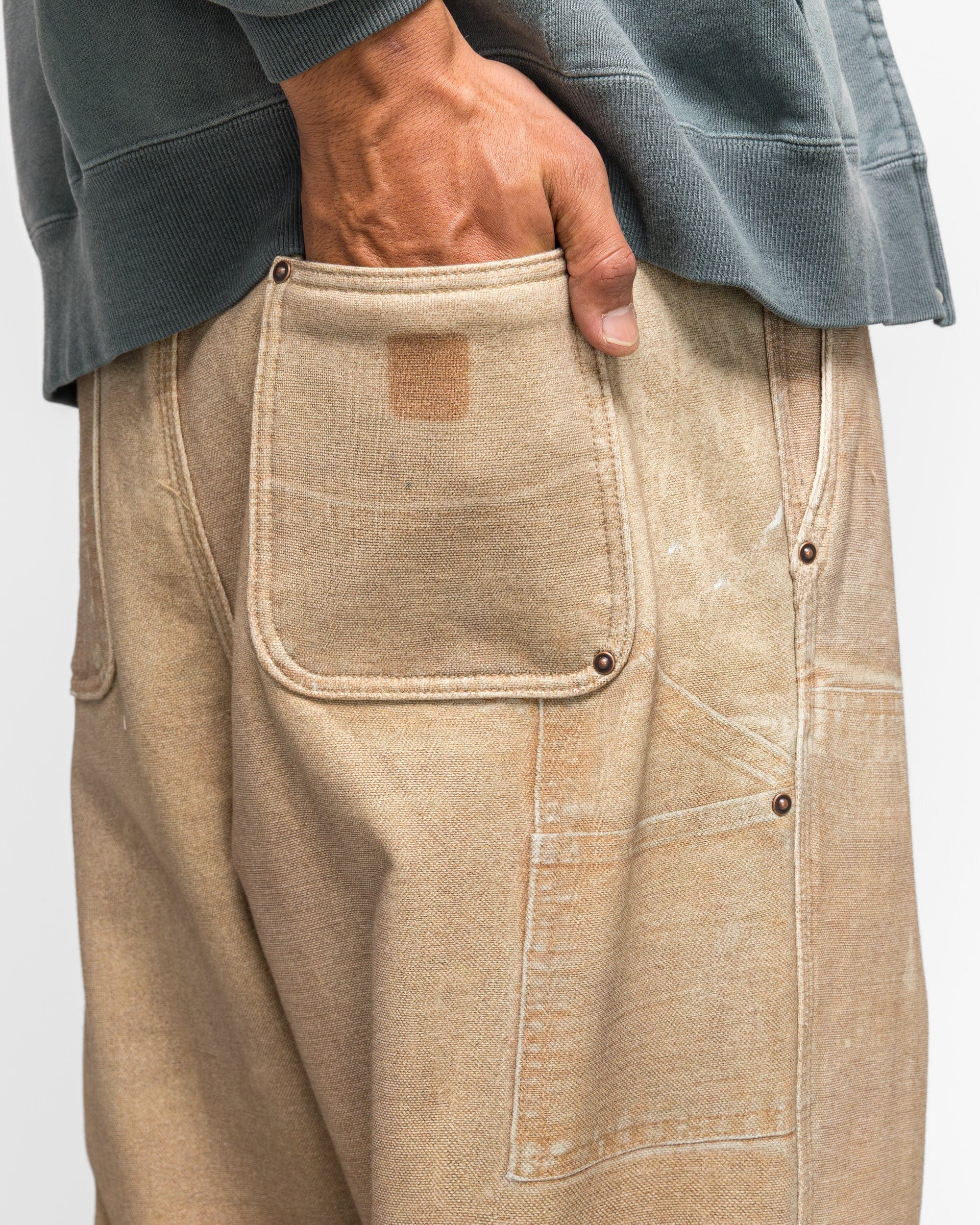Beams Mock Print Double Knee - Fade Beige