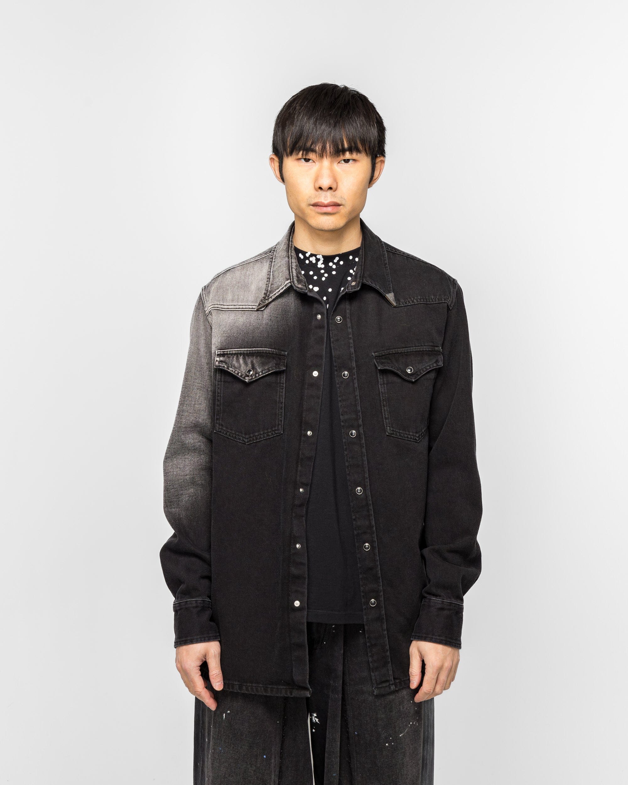 MM6 Faded Denim Overshirt - Black