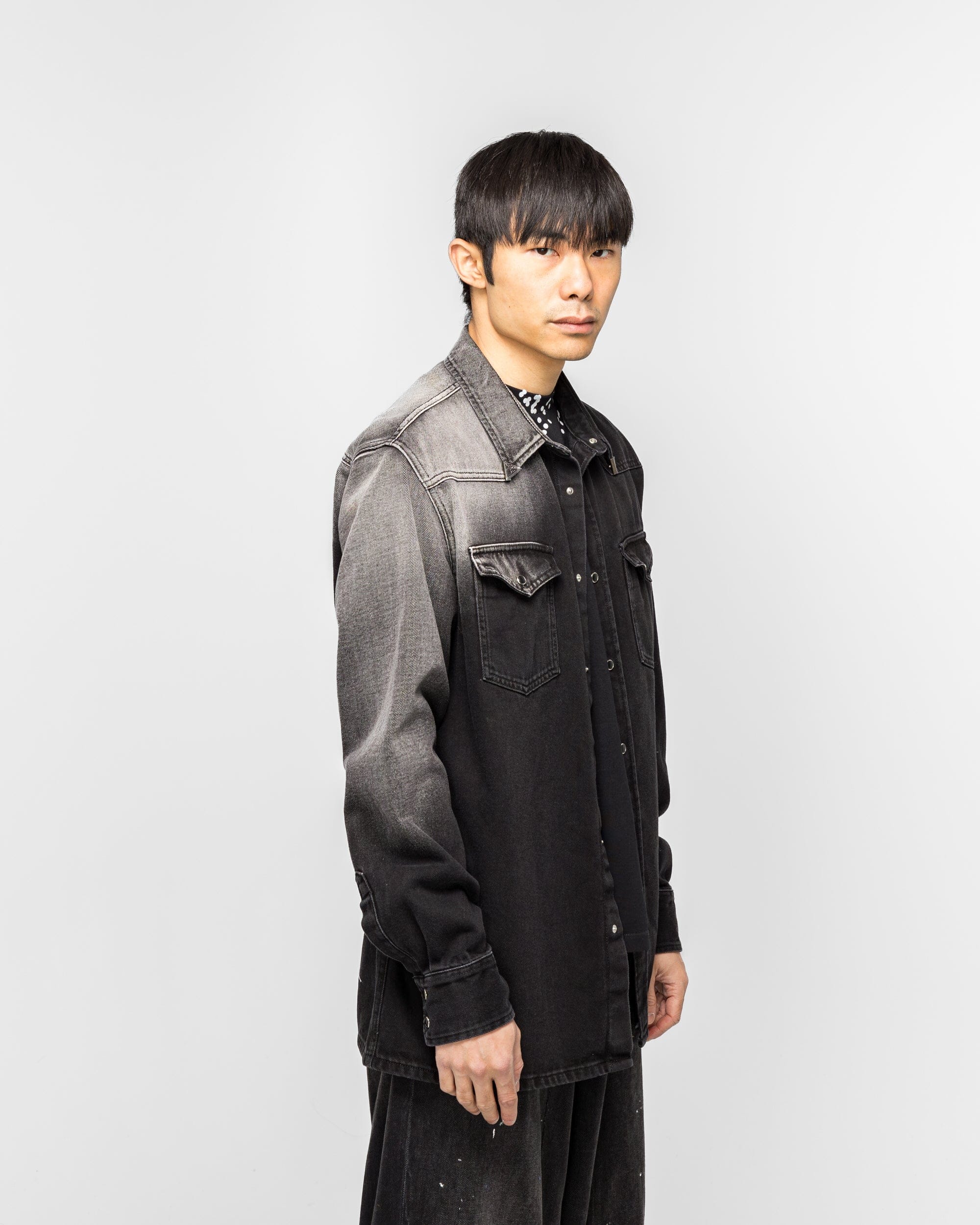 MM6 Faded Denim Overshirt - Black